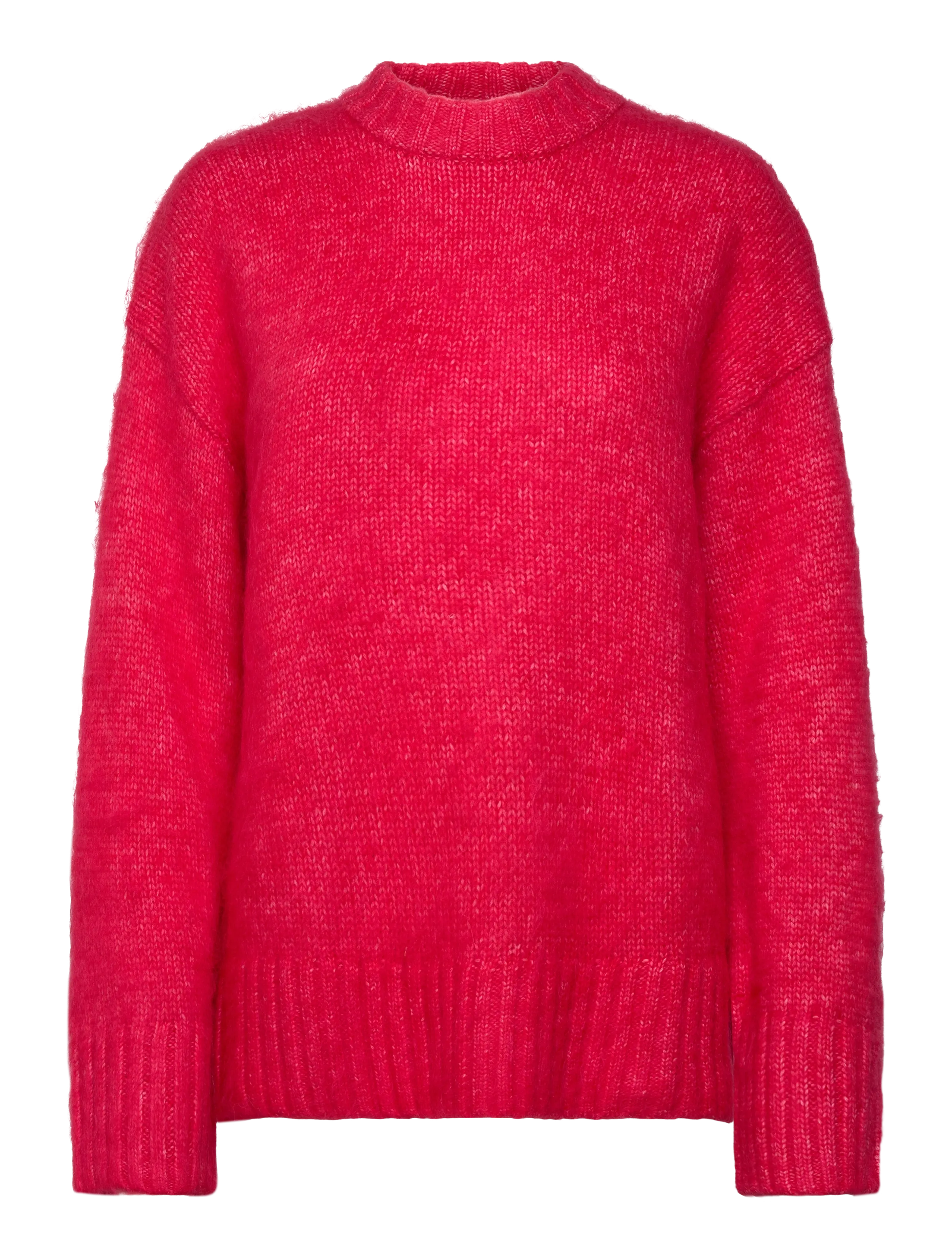 Monki Relaxed Fit Fluffy Knit Sweater - Knitwear - RED BRIGHT / red