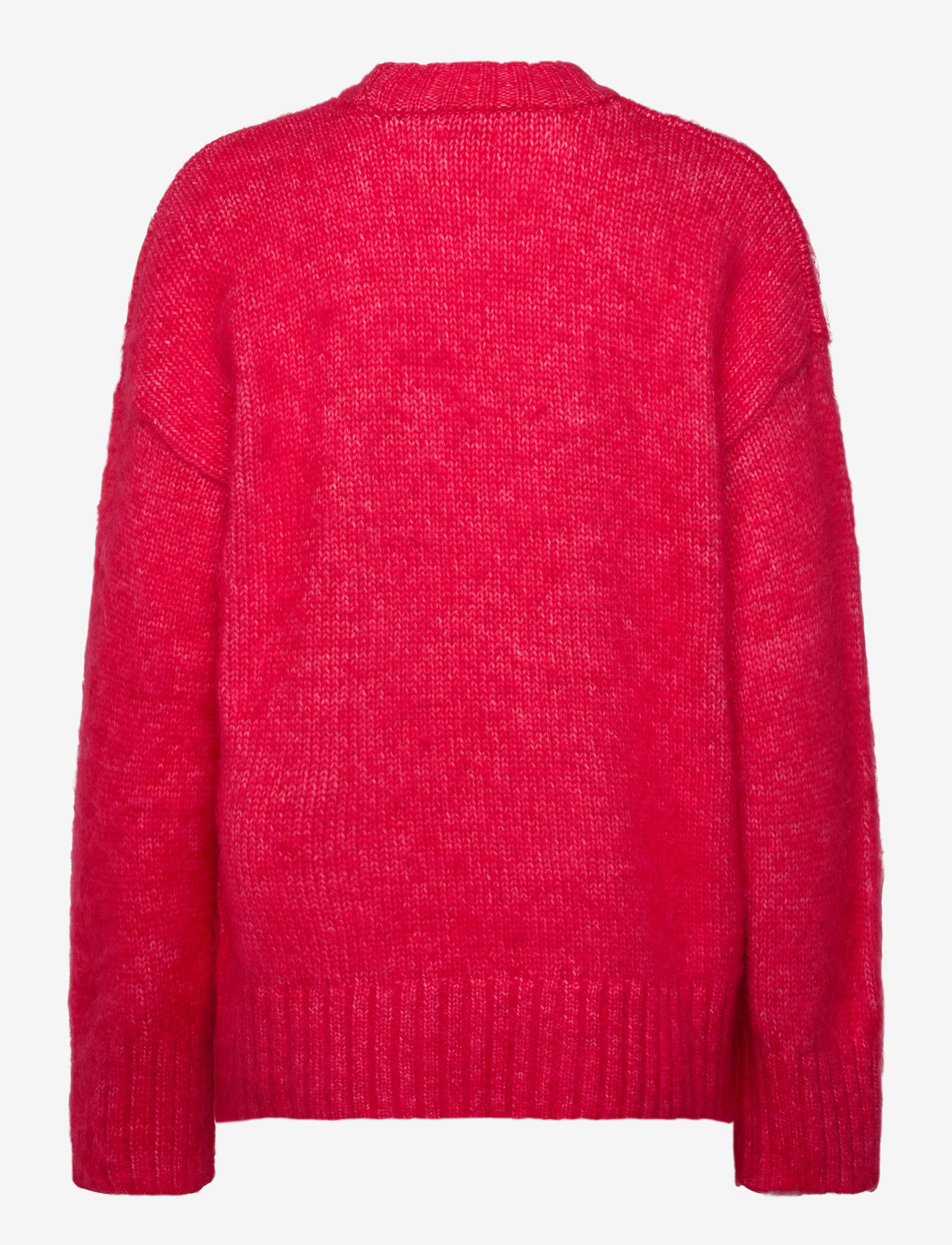 Monki - Relaxed Fit Fluffy Knit Sweater - stickade tröjor - red bright - 1