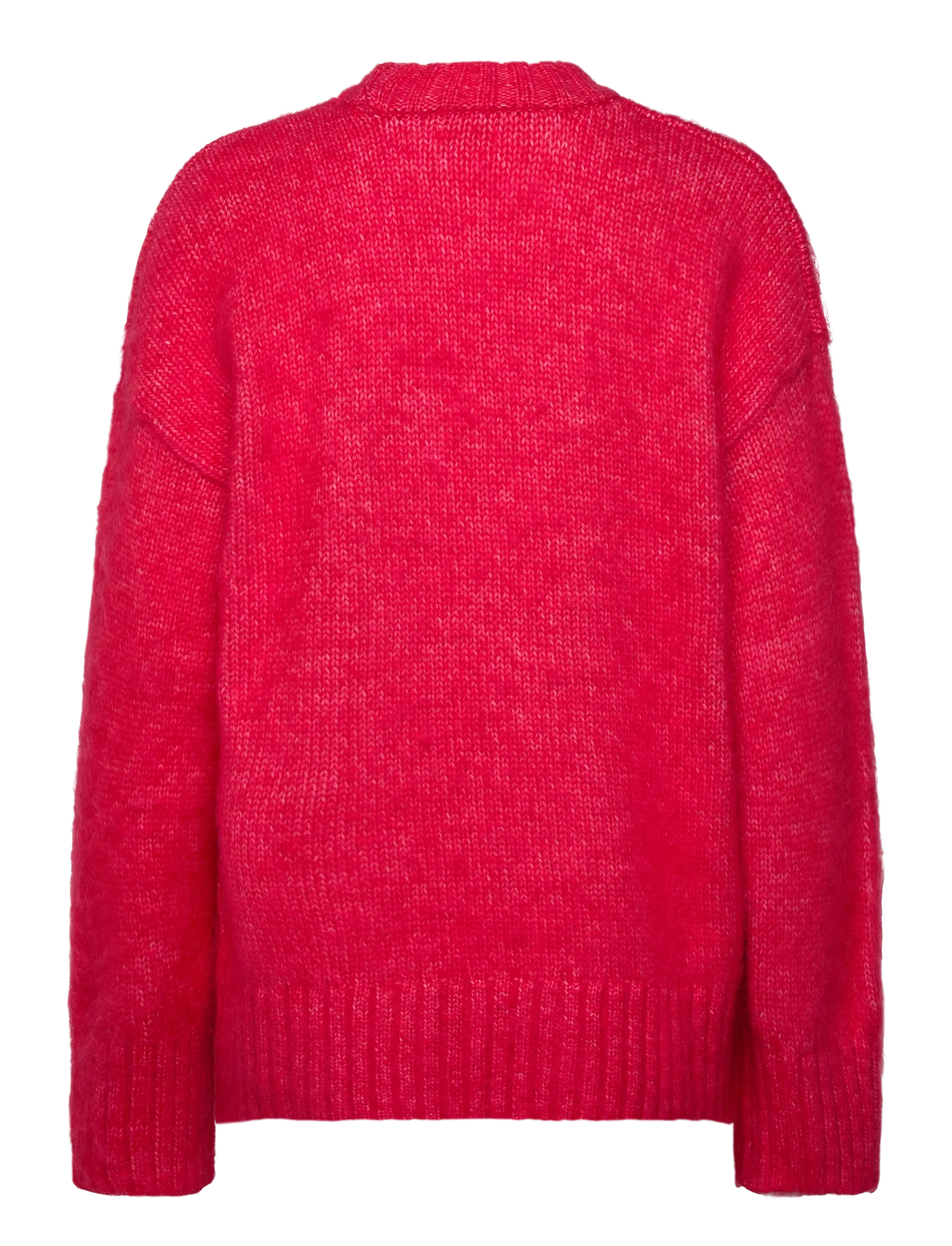Monki - Relaxed Fit Fluffy Knit Sweater - stickade tröjor - red bright - 1