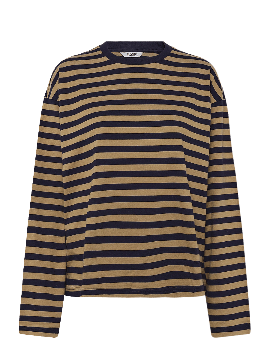 Monki - Long-Sleeved Cotton T-shirt - langärmlige tops - khaki green medium dusty - 0