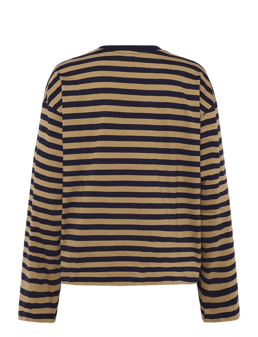 Monki - Long-Sleeved Cotton T-shirt - langärmlige tops - khaki green medium dusty - 1