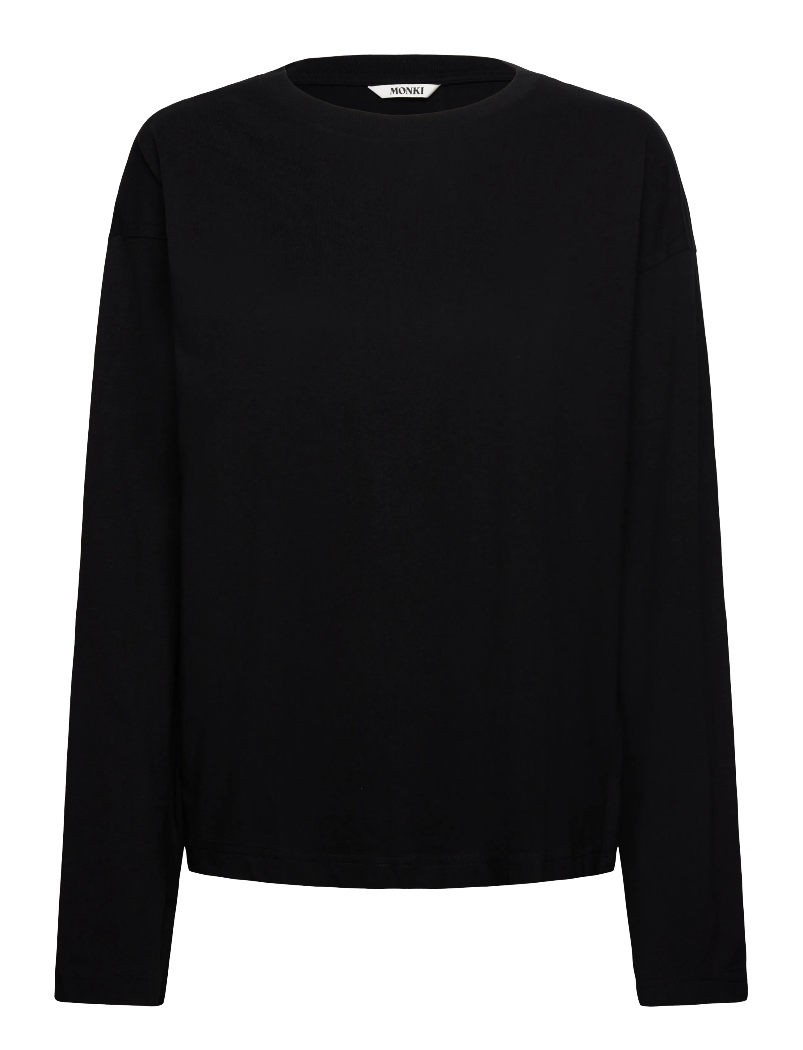 Monki Long-Sleeved Cotton T-shirt - Kläder - BLACK DARK / black