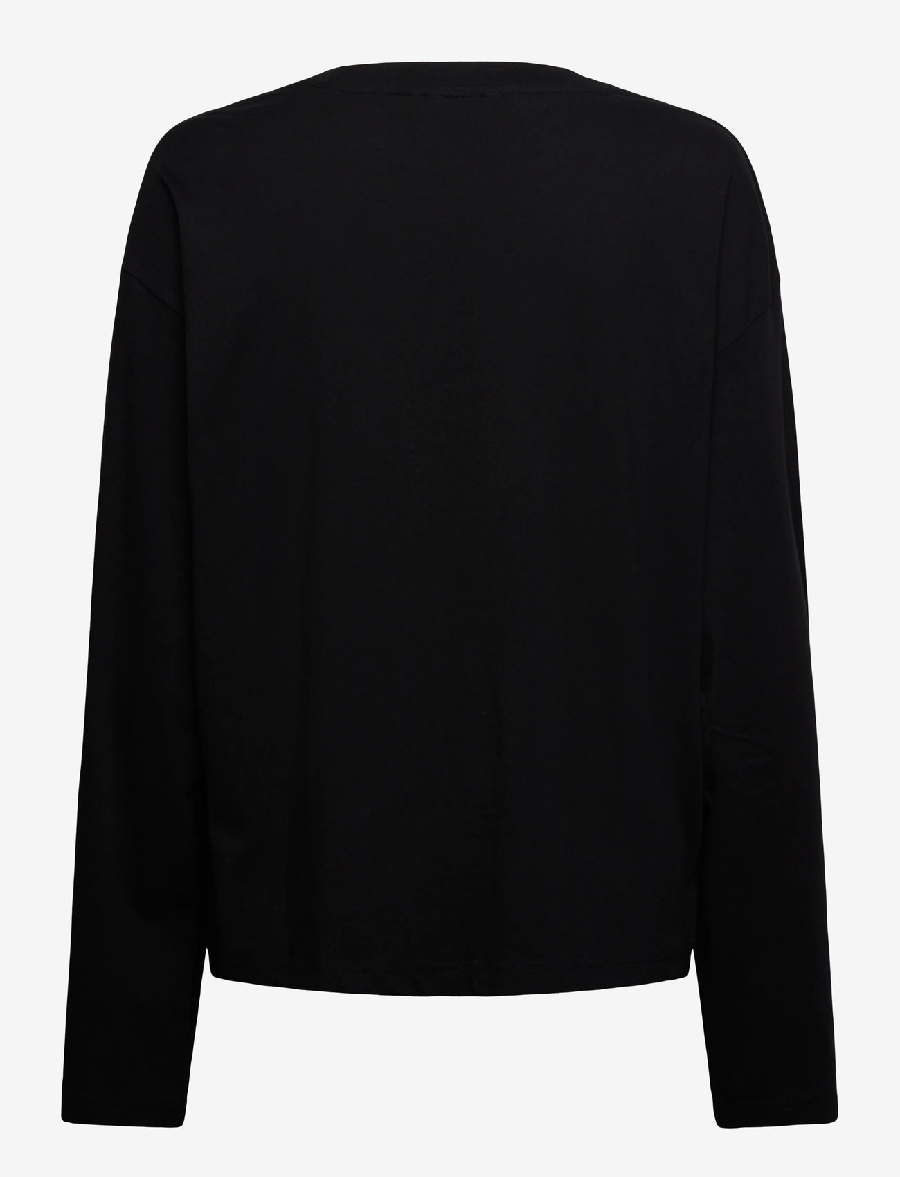 Monki - Long-Sleeved Cotton T-shirt - langærmede toppe - black dark - 1