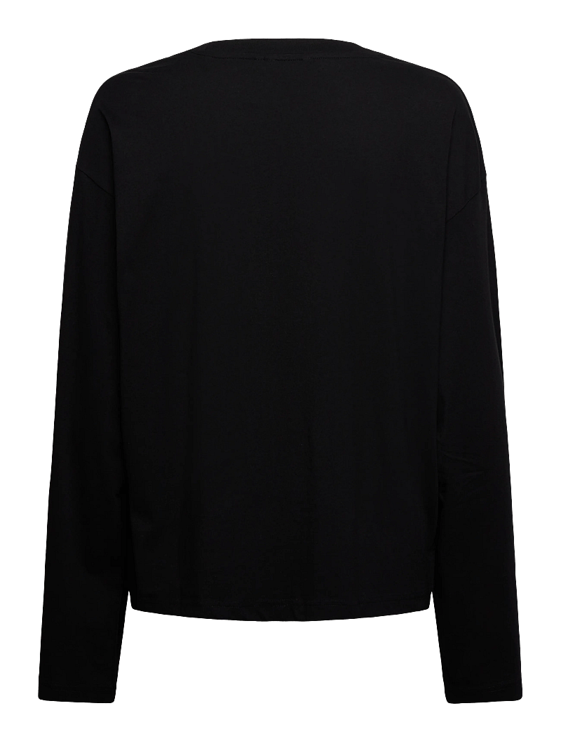 Monki - Long-Sleeved Cotton T-shirt - langærmede toppe - black dark - 1