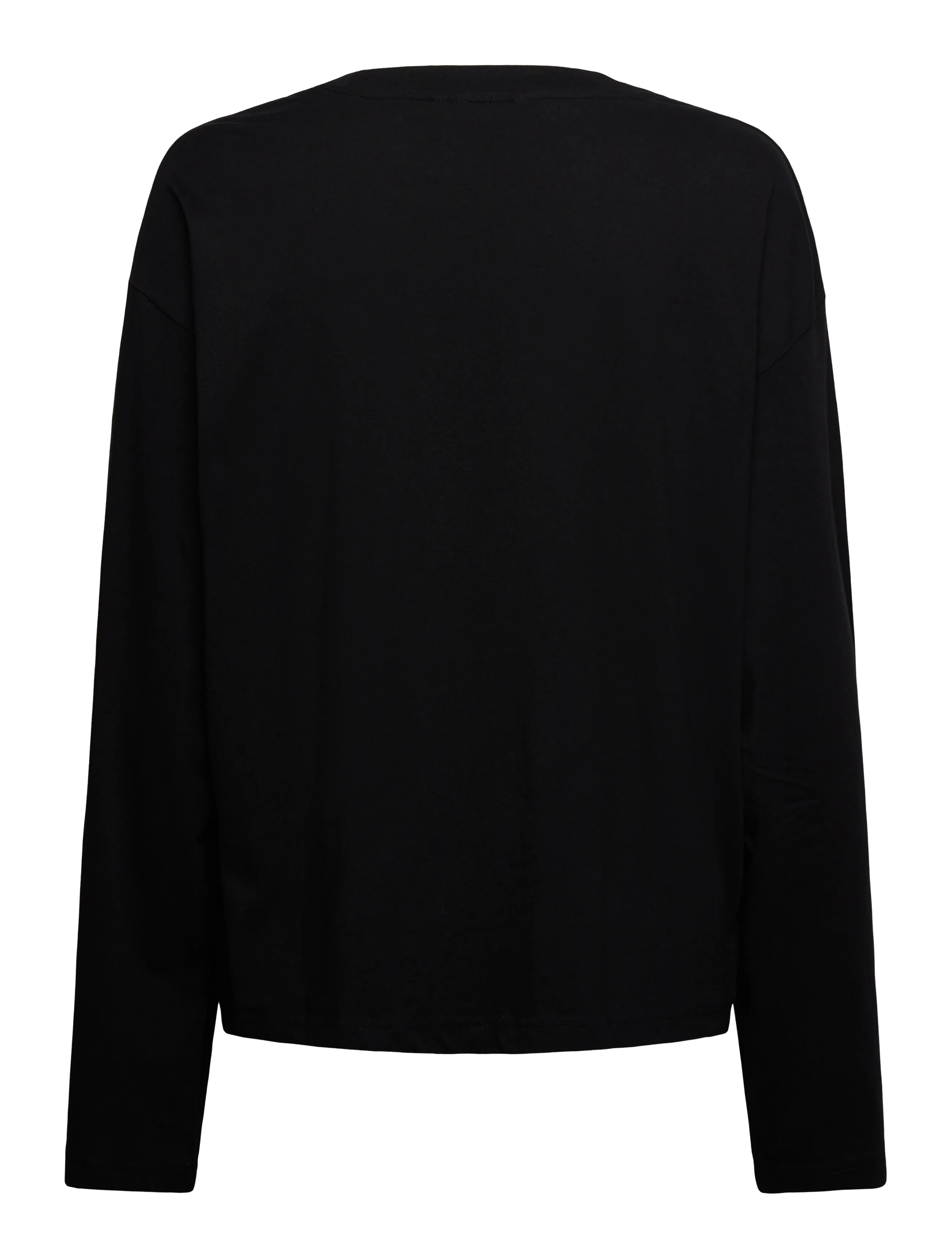 Monki - Long-Sleeved Cotton T-shirt - long-sleeved tops - black dark - 1