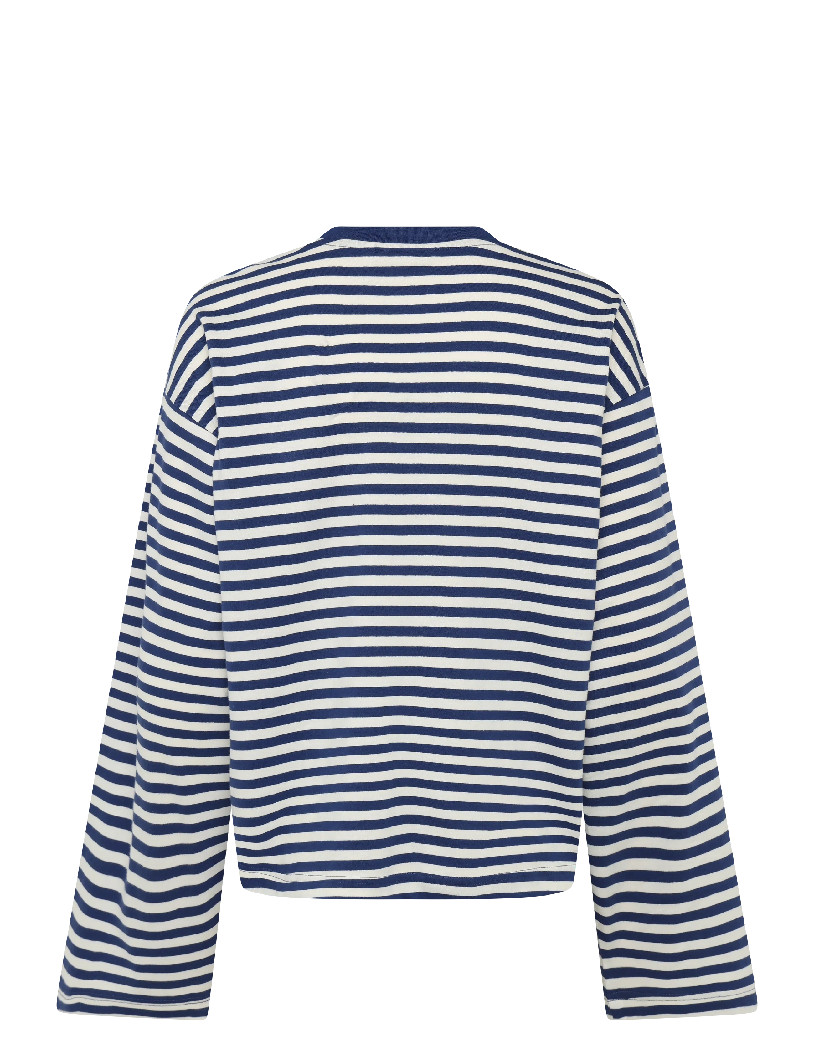 Monki - Long-Sleeved Cotton T-shirt - langærmede toppe - blue dark - 1
