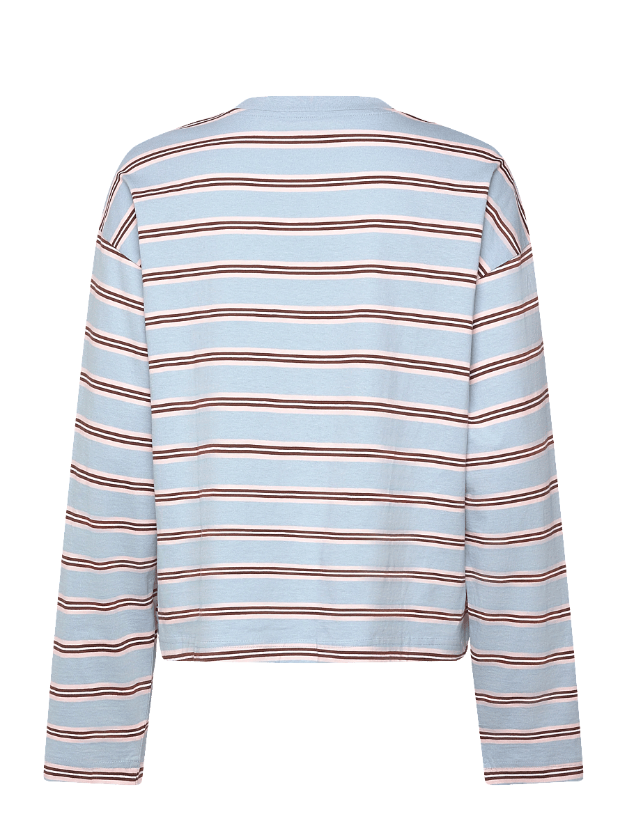 Monki - Long-Sleeved Cotton T-shirt - langärmlige tops - blue dusty light - 2