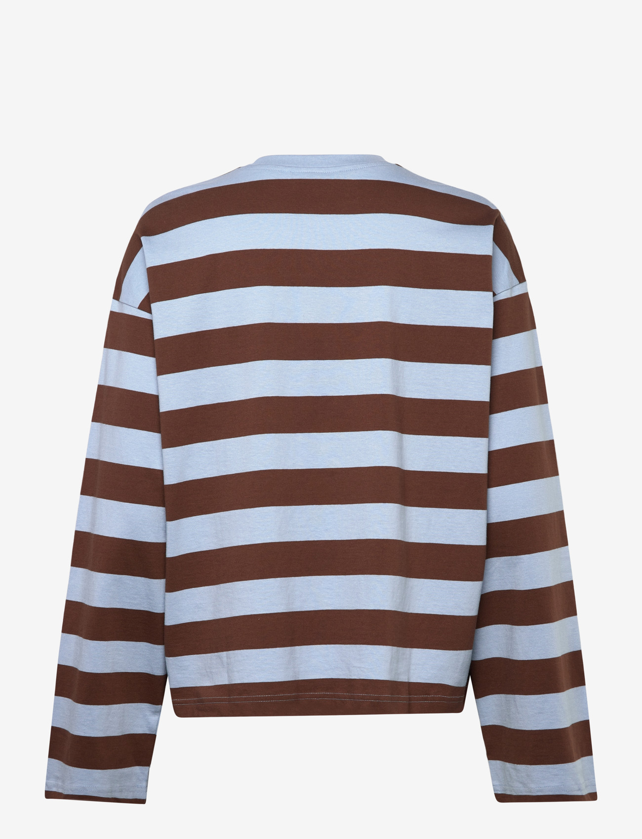 Monki - Long-Sleeved Cotton T-shirt - long-sleeved tops - blue dusty light - 2