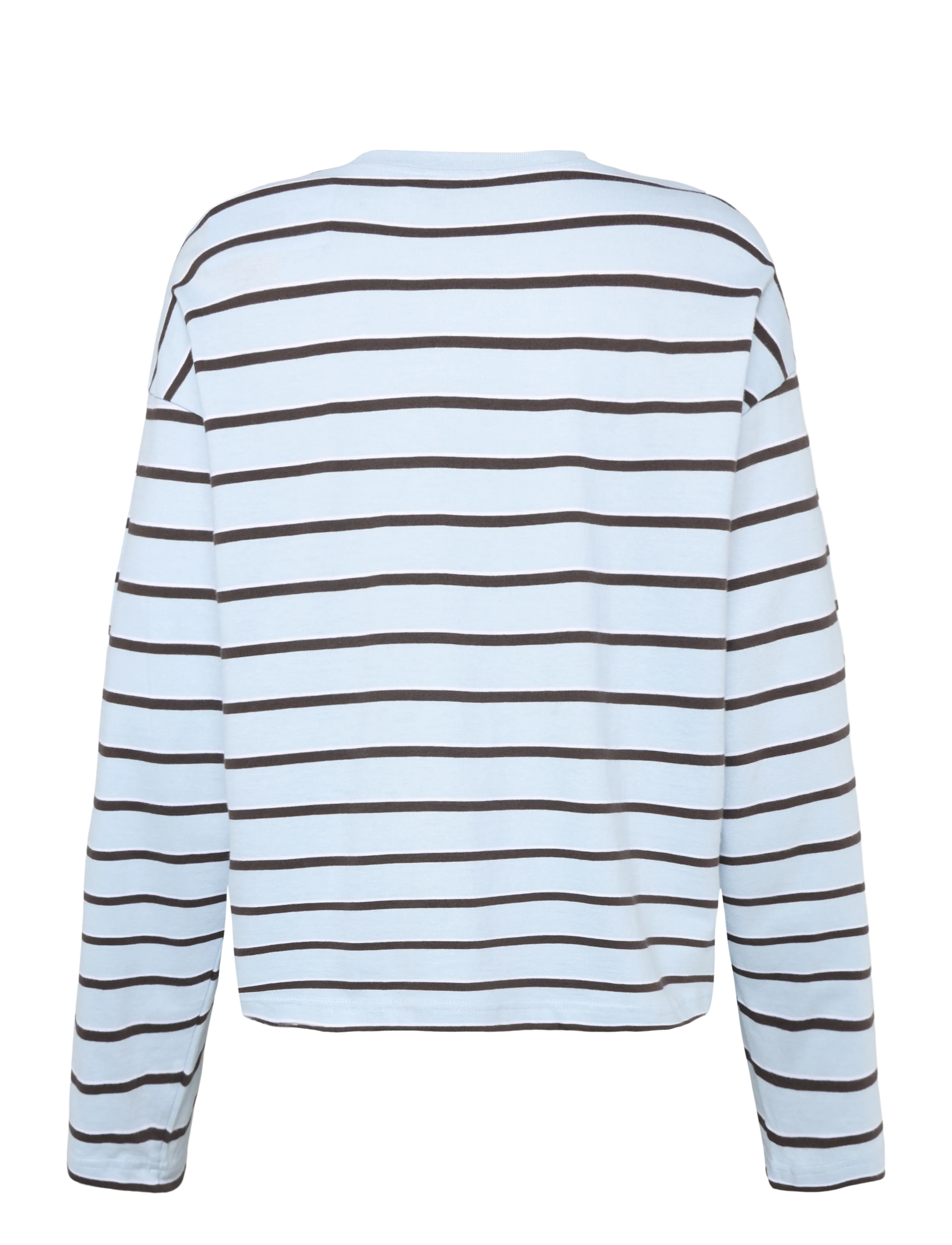 Monki - Long-Sleeved Cotton T-shirt - long-sleeved tops - blue dusty light - 1