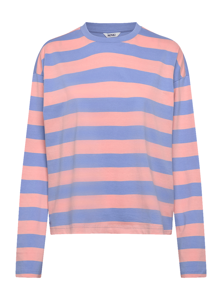 Monki - Long-Sleeved Cotton T-shirt - pikkade varrukatega topid - blue medium - 0