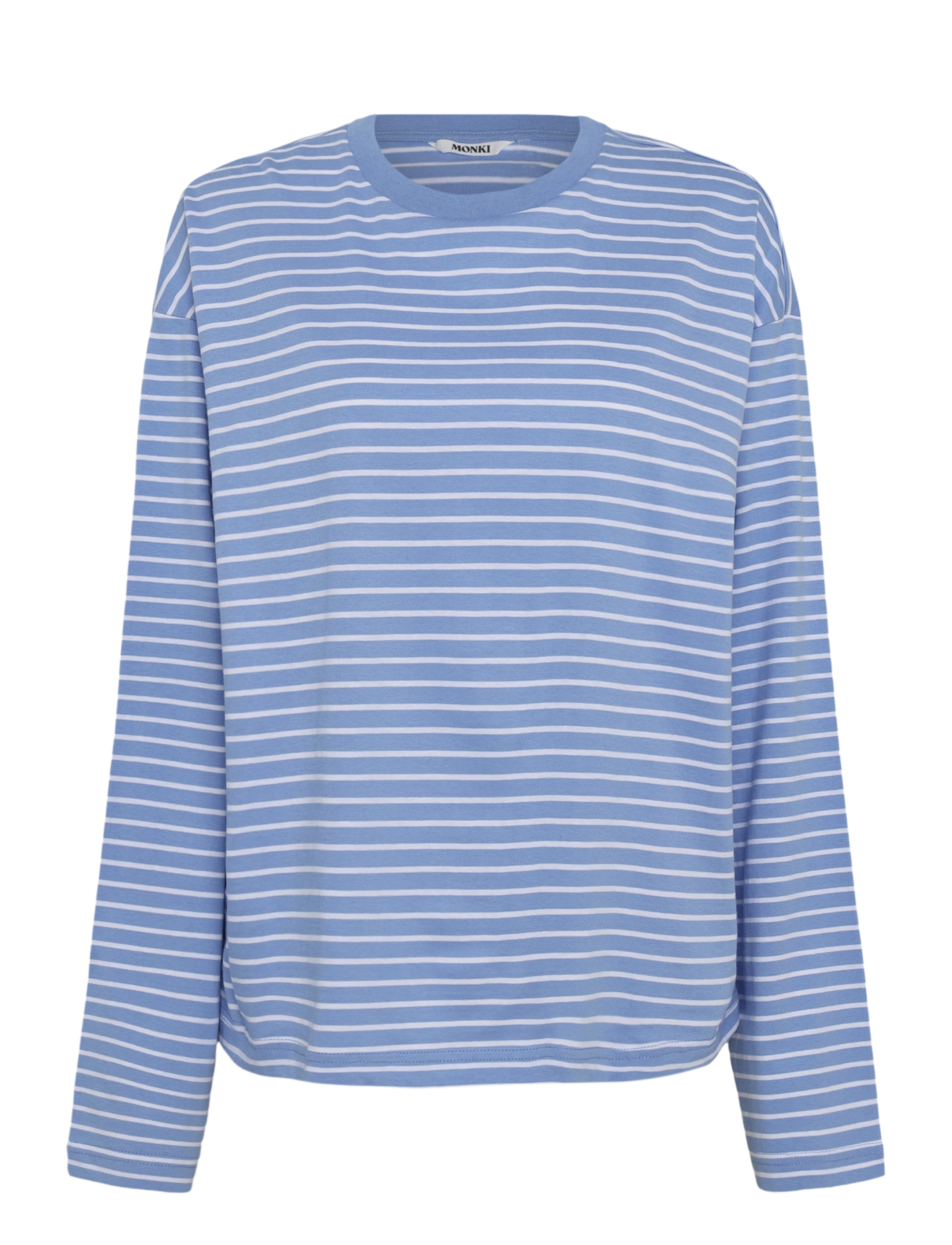 Monki Long-Sleeved Cotton T-Shirt, XS, Blue, T-Shirts & Toppe > Langærmede, Dame
