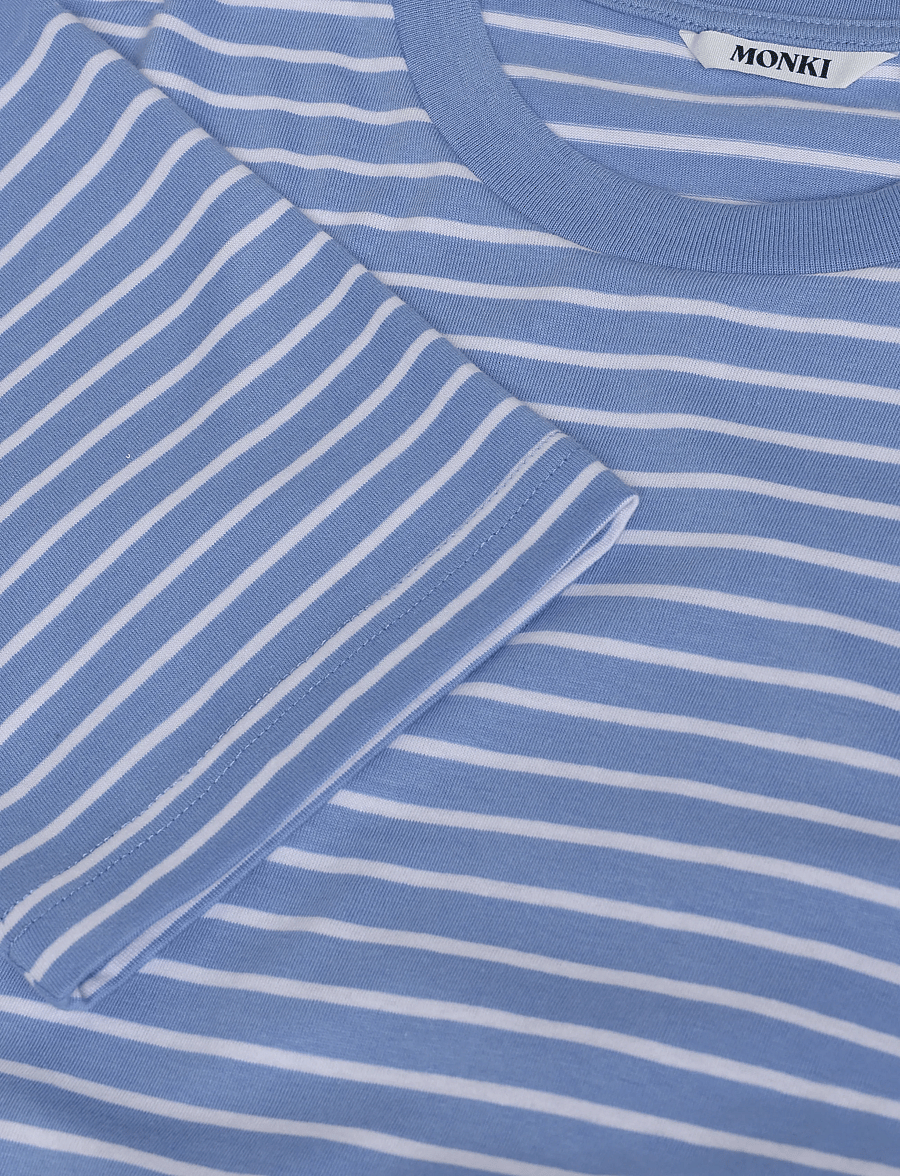 Monki - Long-Sleeved Cotton T-shirt - long-sleeved tops - blue medium - 2