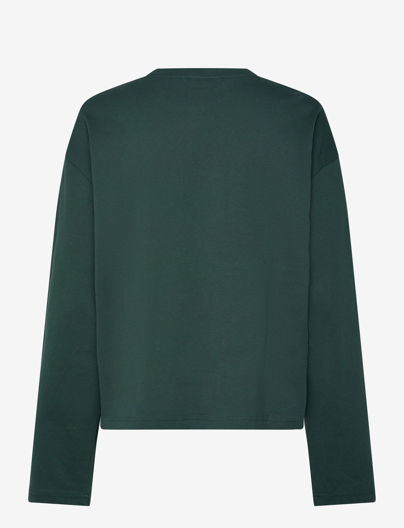 Monki - Long-Sleeved Cotton T-shirt - langærmede toppe - green dark - 1