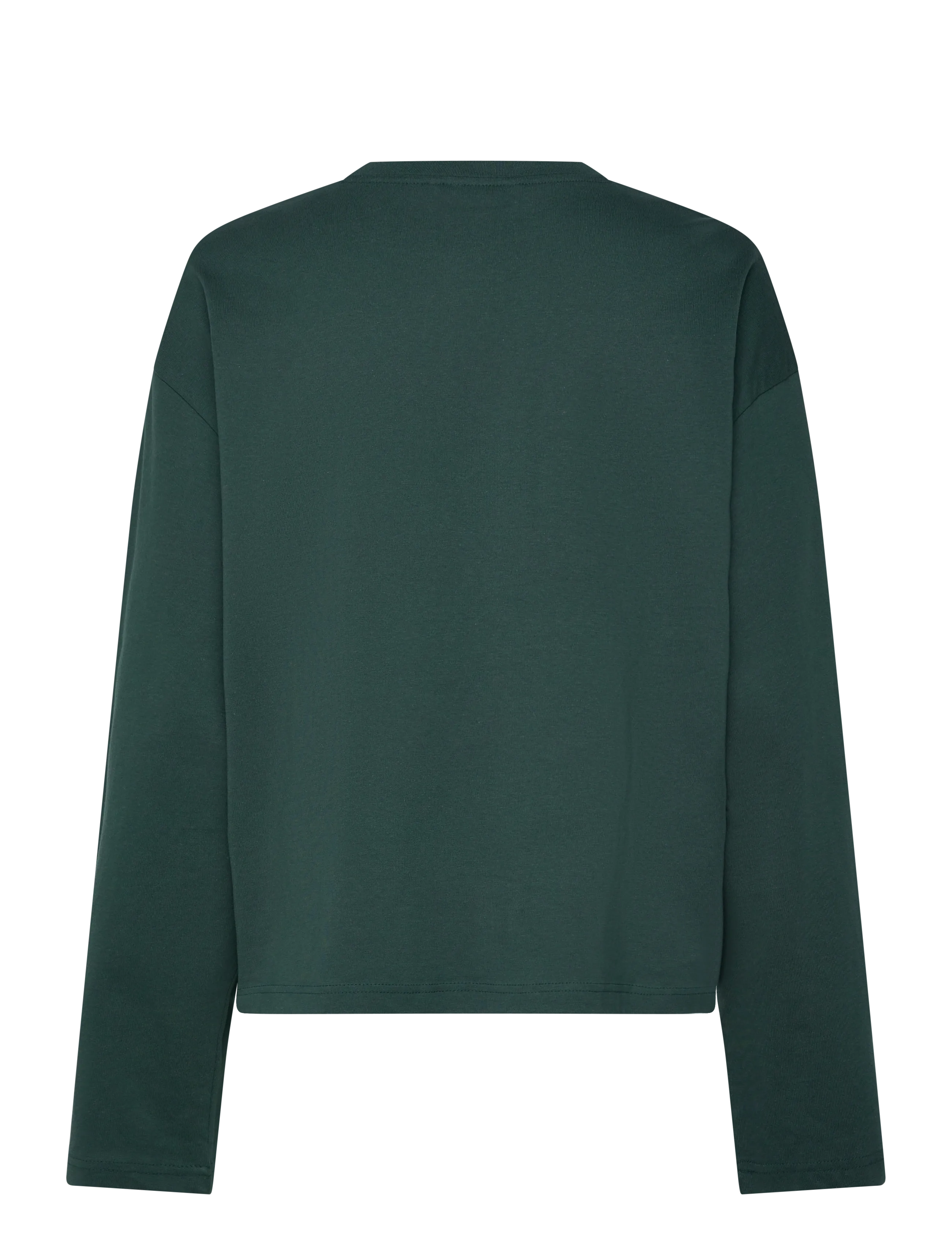 Monki - Long-Sleeved Cotton T-shirt - langærmede toppe - green dark - 1