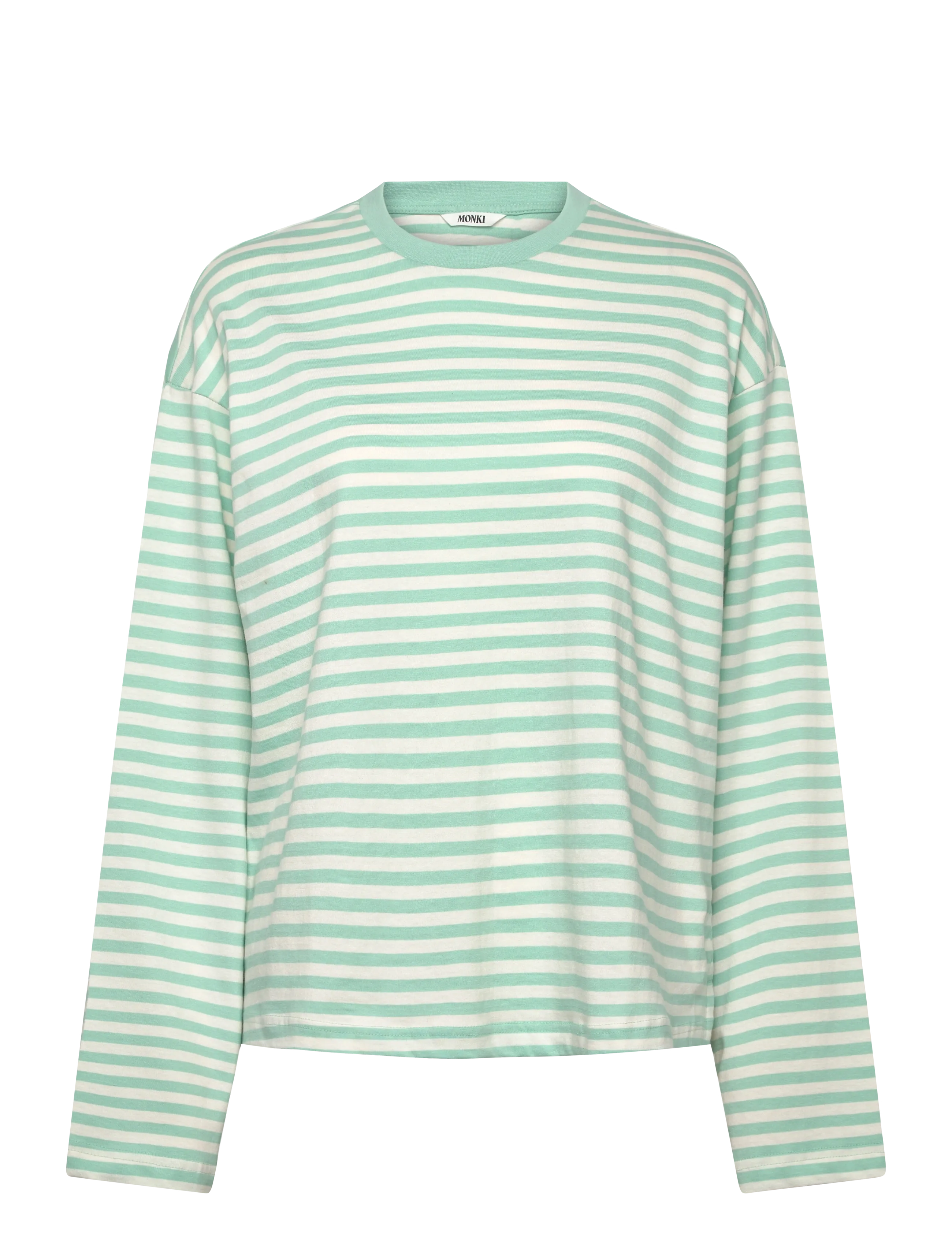 Monki Long-Sleeved Cotton T-shirt - Long-sleeved tops - GREEN DUSTY LIGHT / green