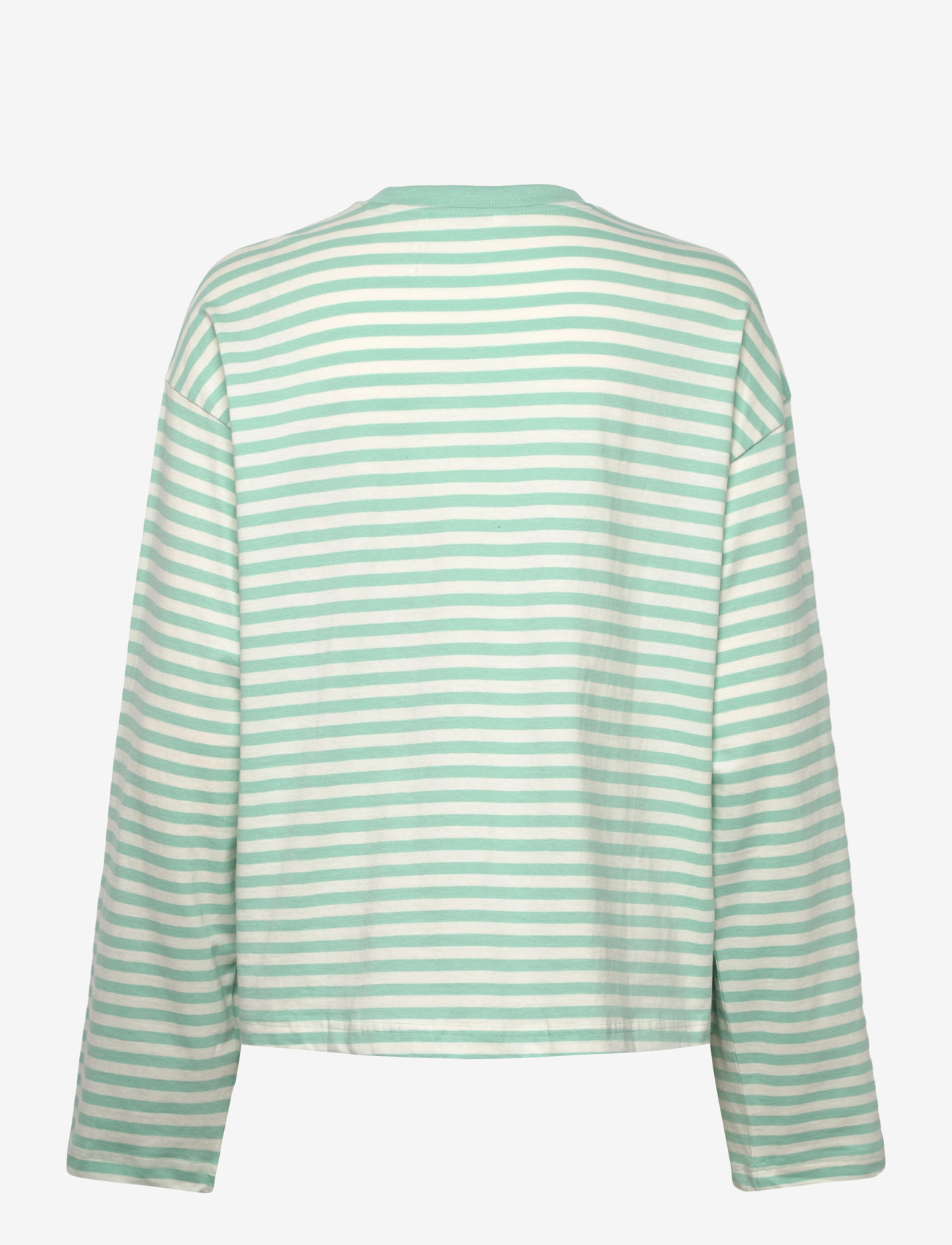 Monki - Long-Sleeved Cotton T-shirt - long-sleeved tops - green dusty light - 1