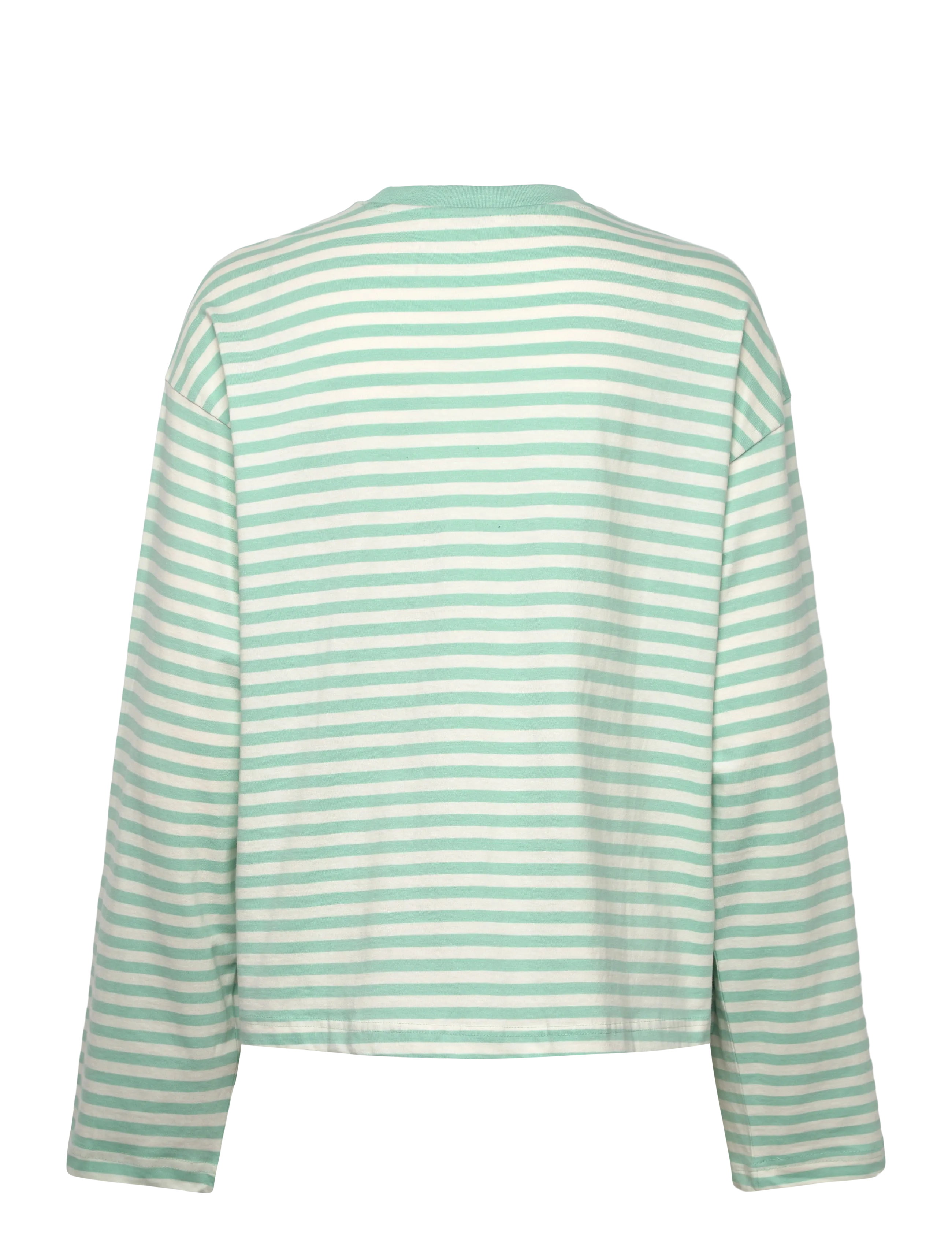 Monki - Long-Sleeved Cotton T-shirt - long-sleeved tops - green dusty light - 1