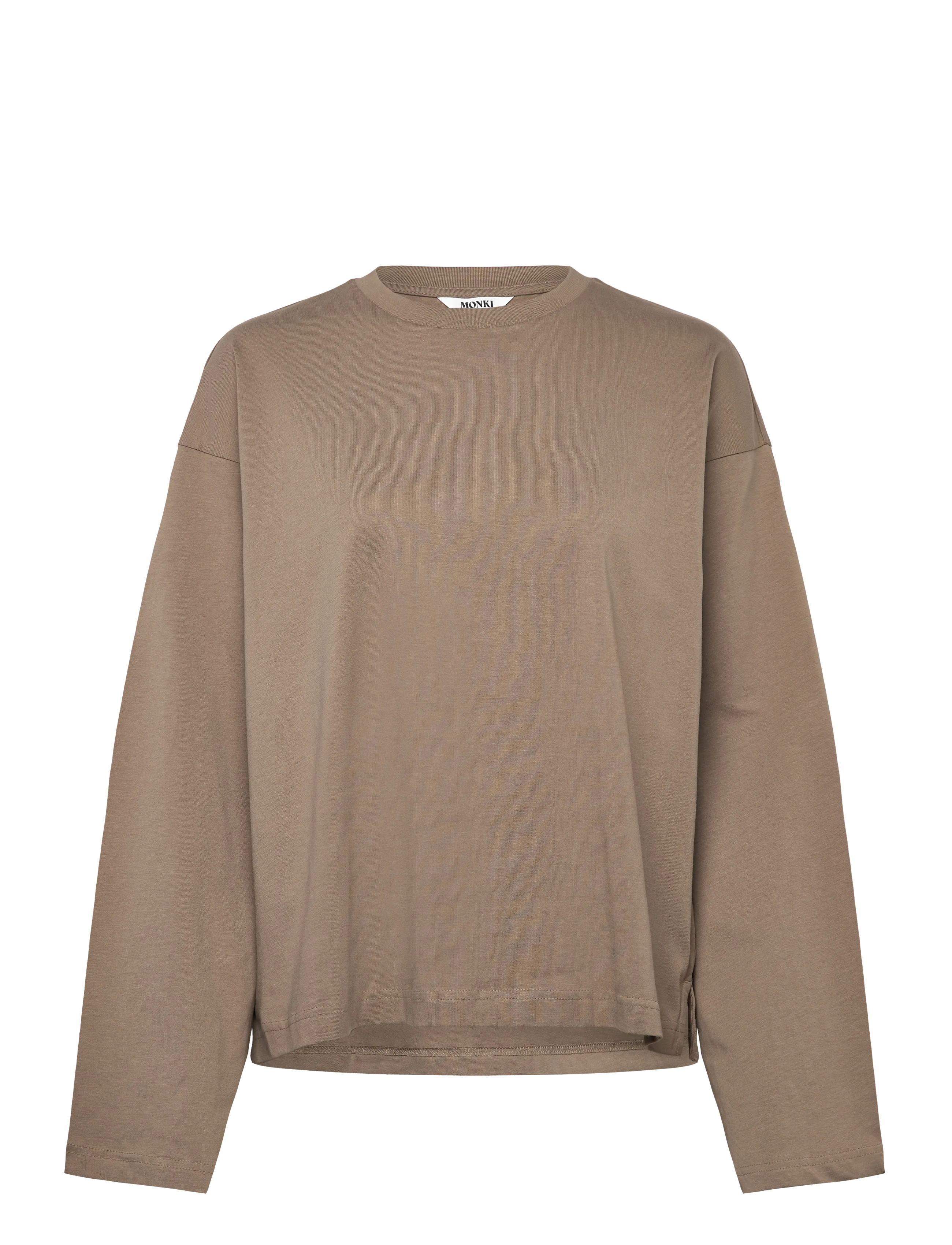 Monki Long-Sleeved Cotton T-shirt - Kläder - MOLE MEDIUM DUSTY / brown