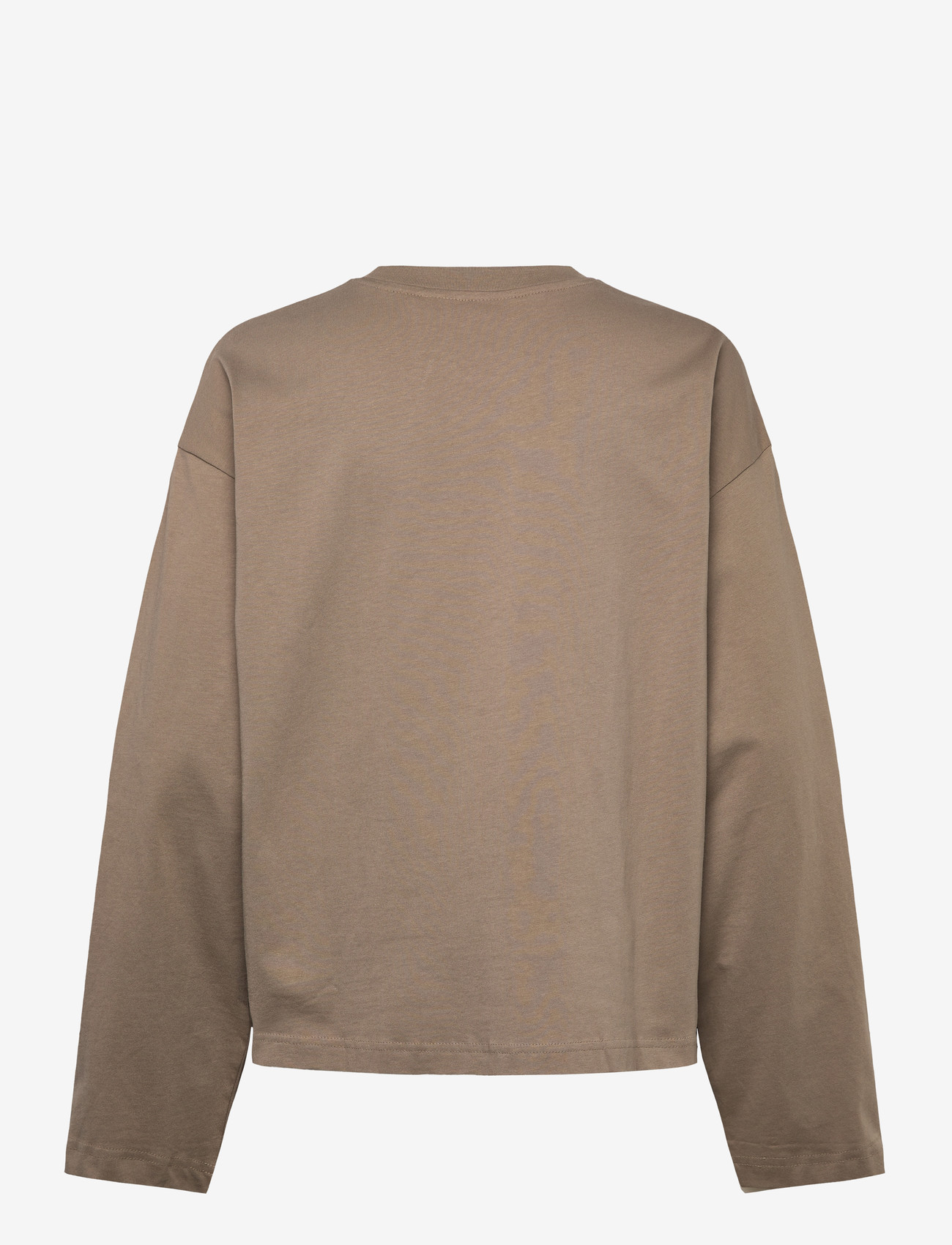 Monki - Long-Sleeved Cotton T-shirt - långärmade toppar - mole medium dusty - 1