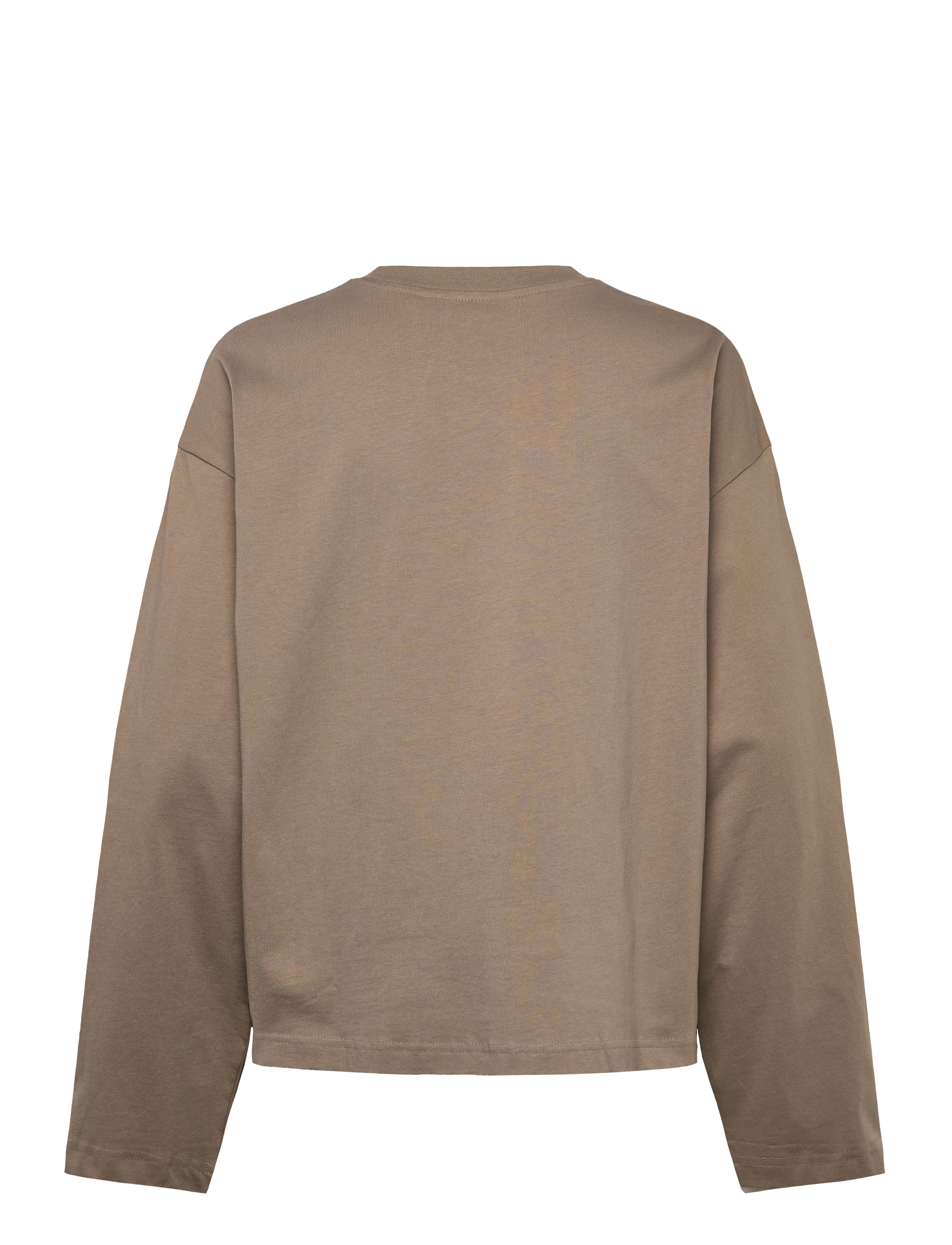 Monki - Long-Sleeved Cotton T-shirt - langärmlige tops - mole medium dusty - 1
