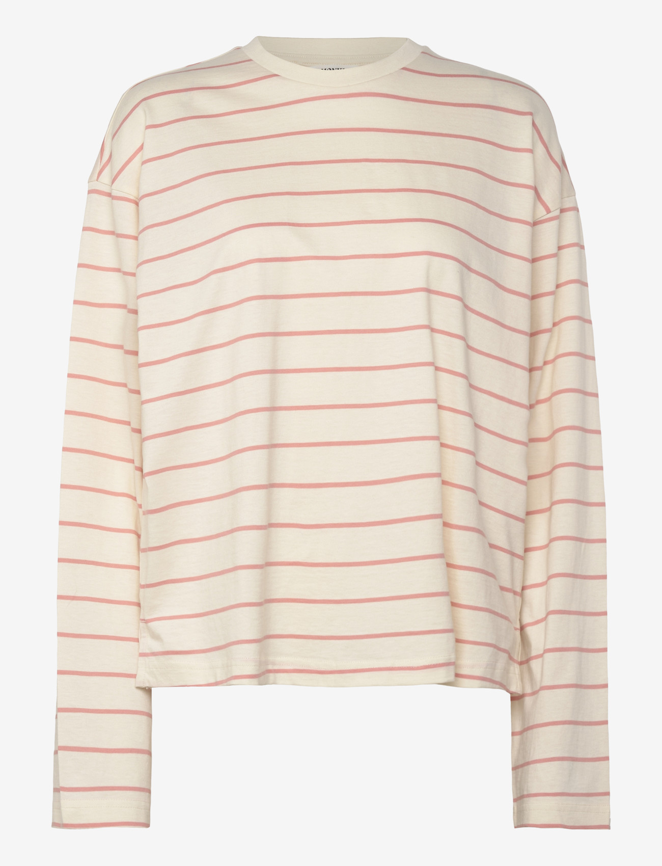 Monki - Long-Sleeved Cotton T-shirt - langærmede toppe - orange dusty light - 0