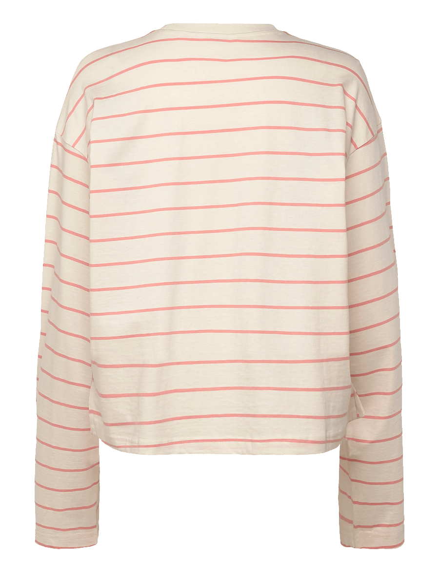 Monki - Long-Sleeved Cotton T-shirt - långärmade toppar - orange dusty light - 1