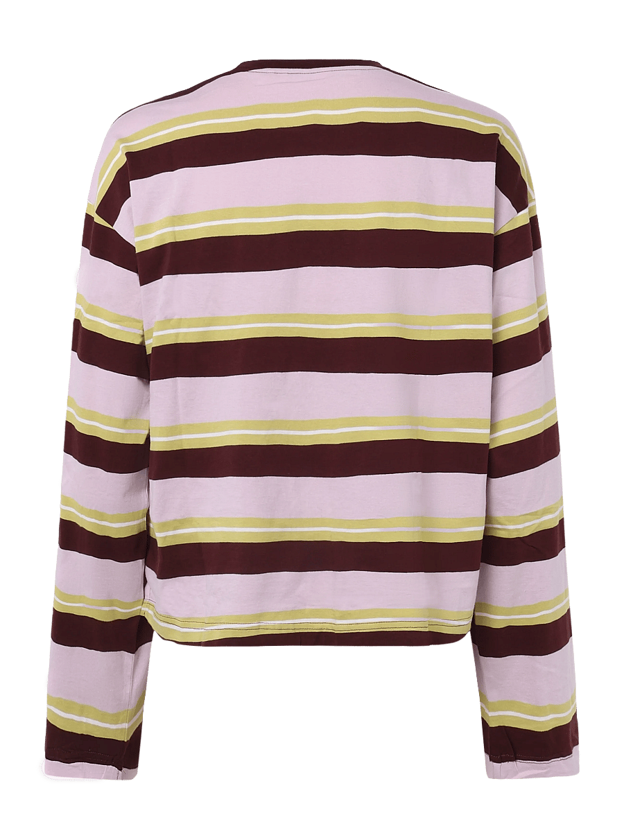Monki - Long-Sleeved Cotton T-shirt - langärmlige tops - pink dusty light - 1