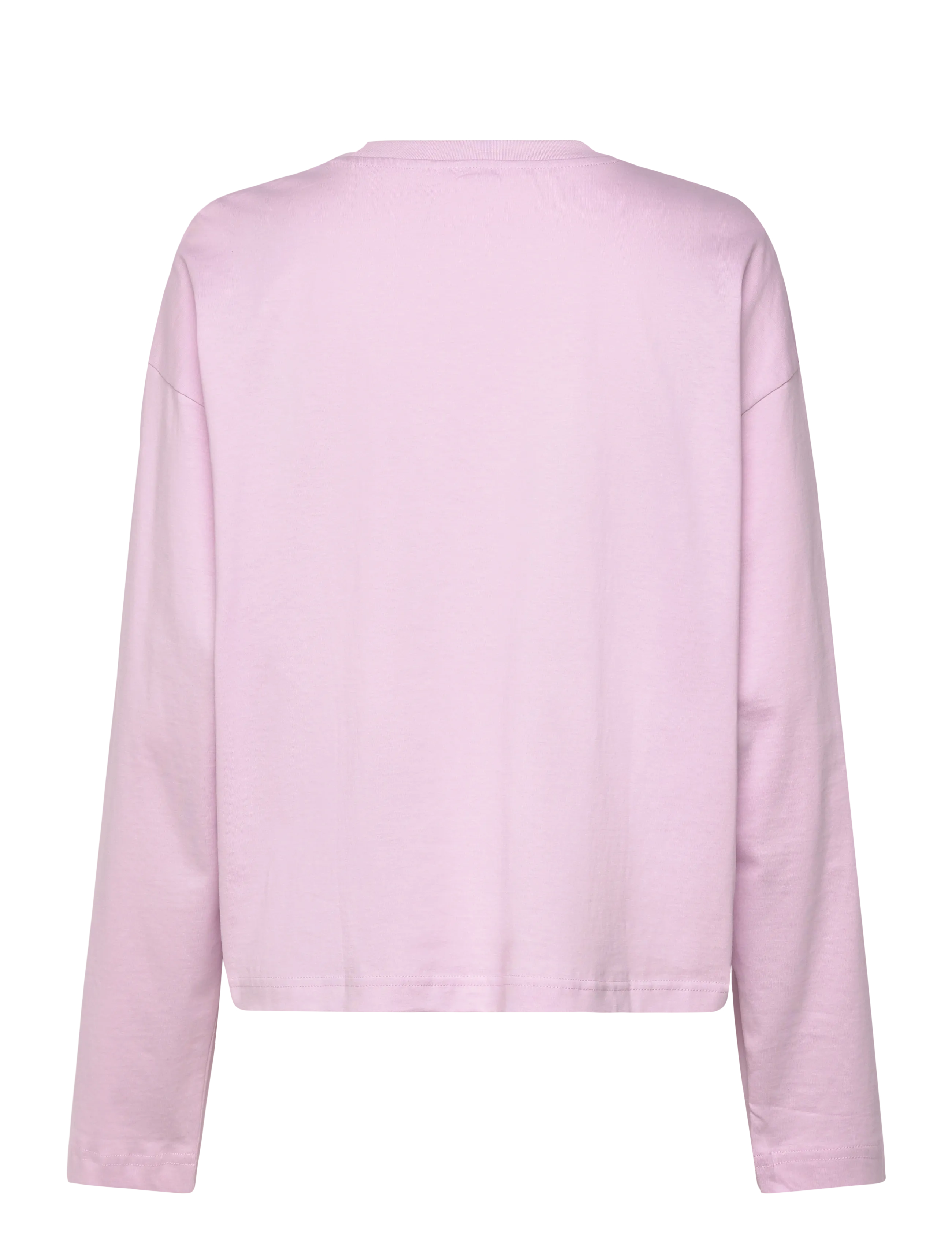Monki - Long-Sleeved Cotton T-shirt - long-sleeved tops - pink dusty light - 1