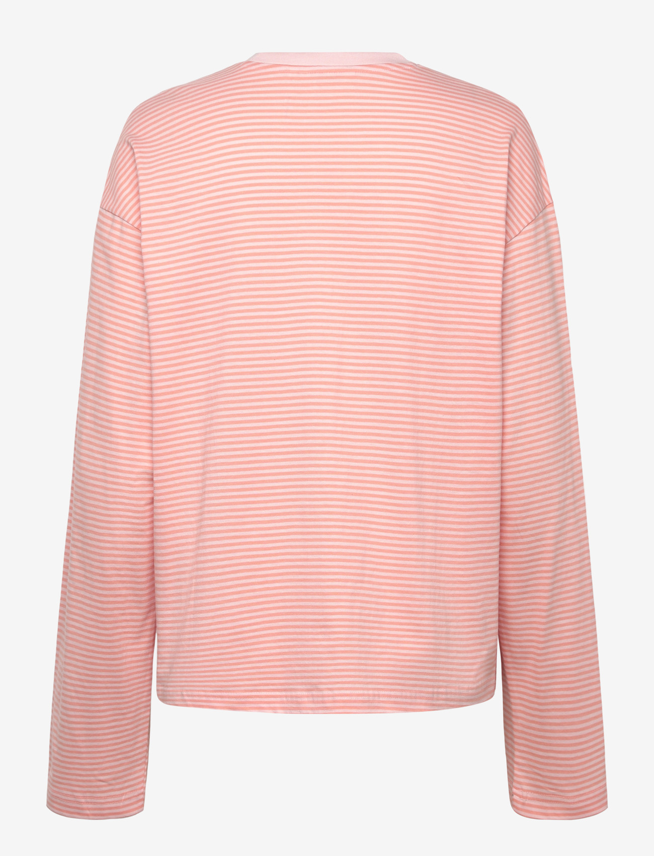 Monki - Long-Sleeved Cotton T-shirt - pikkade varrukatega alussärgid - pink dusty light - 1