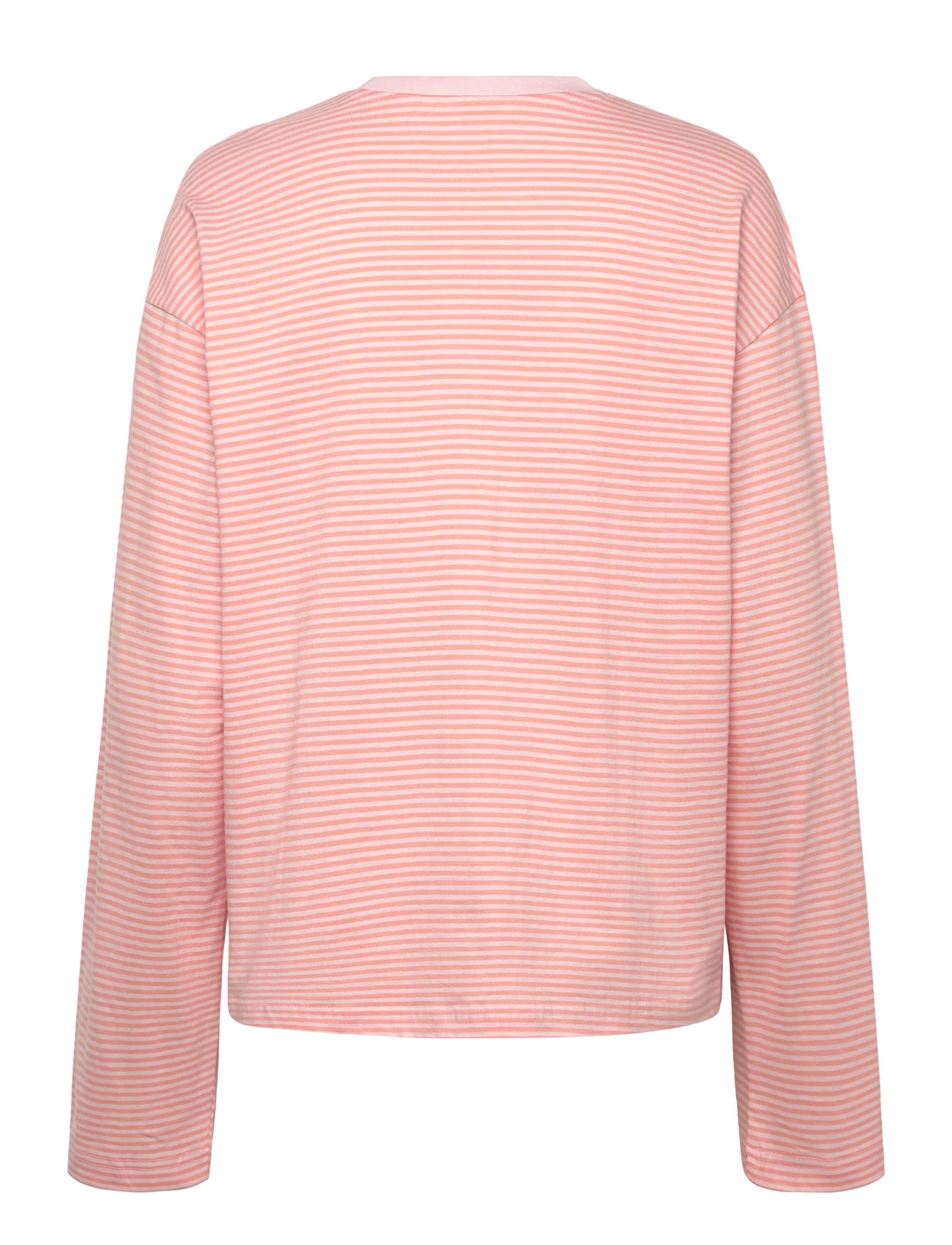 Monki - Long-Sleeved Cotton T-shirt - hauts à manches longues - pink dusty light - 1