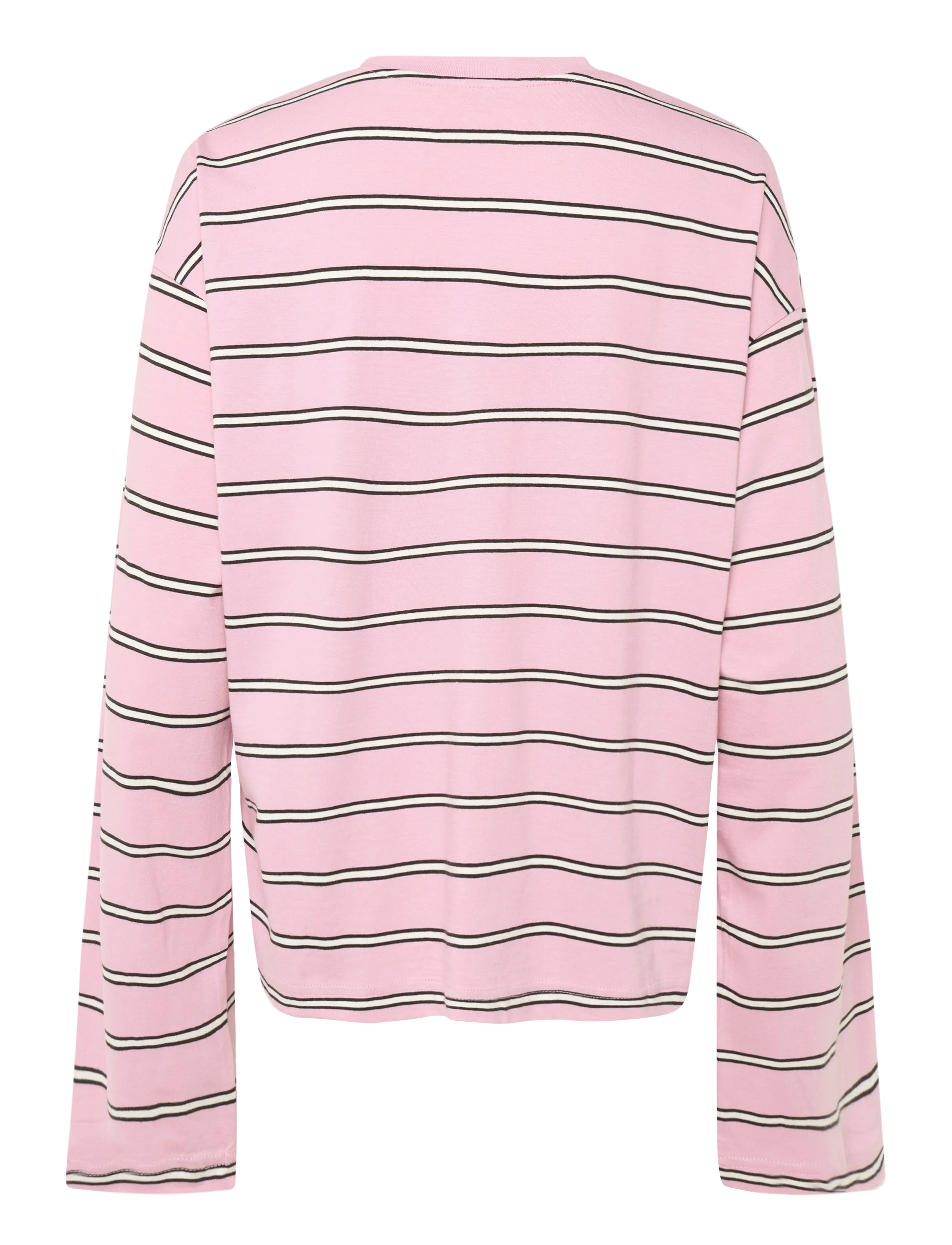 Monki - Long-Sleeved Cotton T-shirt - langärmlige tops - pink light - 1