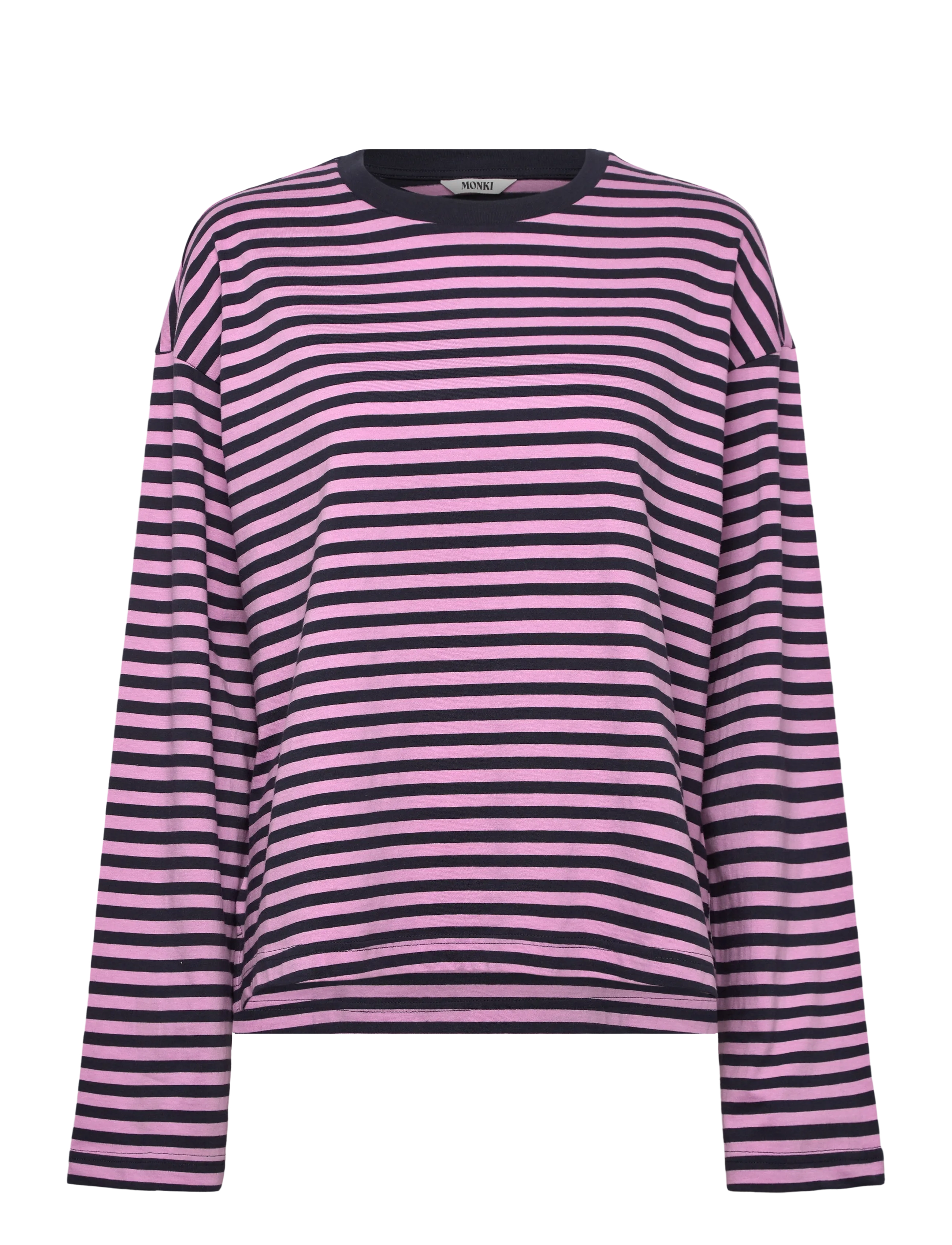 Monki Long-Sleeved Cotton T-shirt - Kläder - PINK MEDIUM / pink/rose