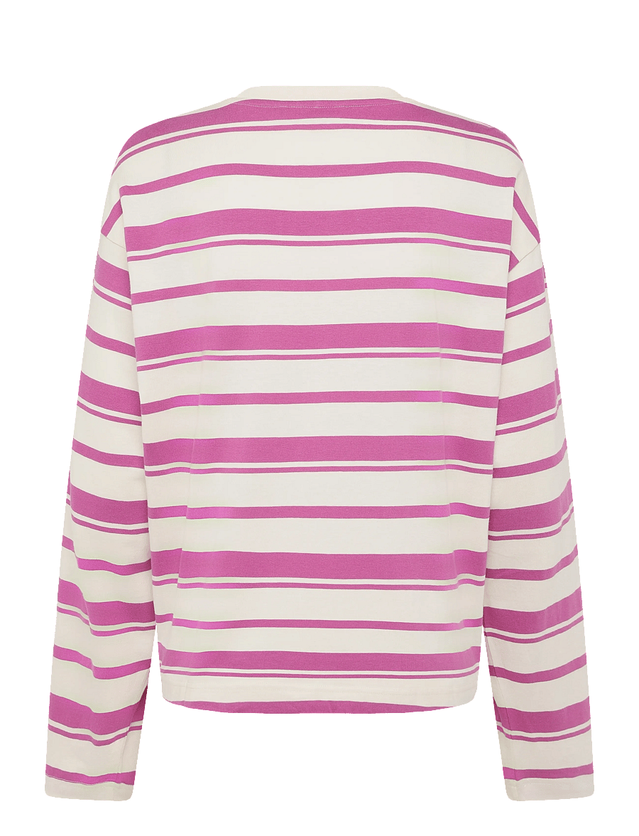 Monki - Long-Sleeved Cotton T-shirt - langærmede toppe - pink medium - 1