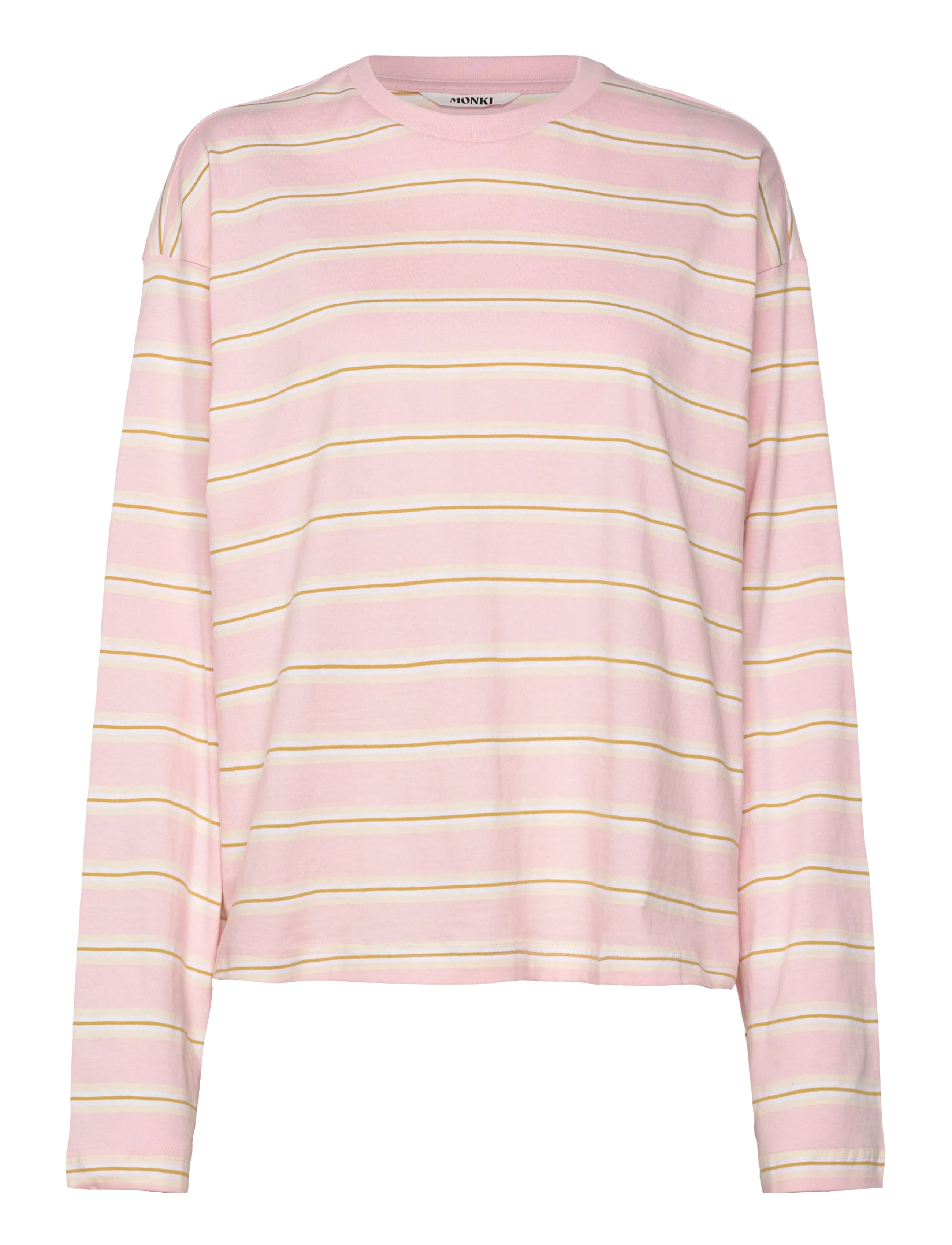 Monki Long-Sleeved Cotton T-shirt - Langärmlige Tops - PINK STRIPE / pink/rose