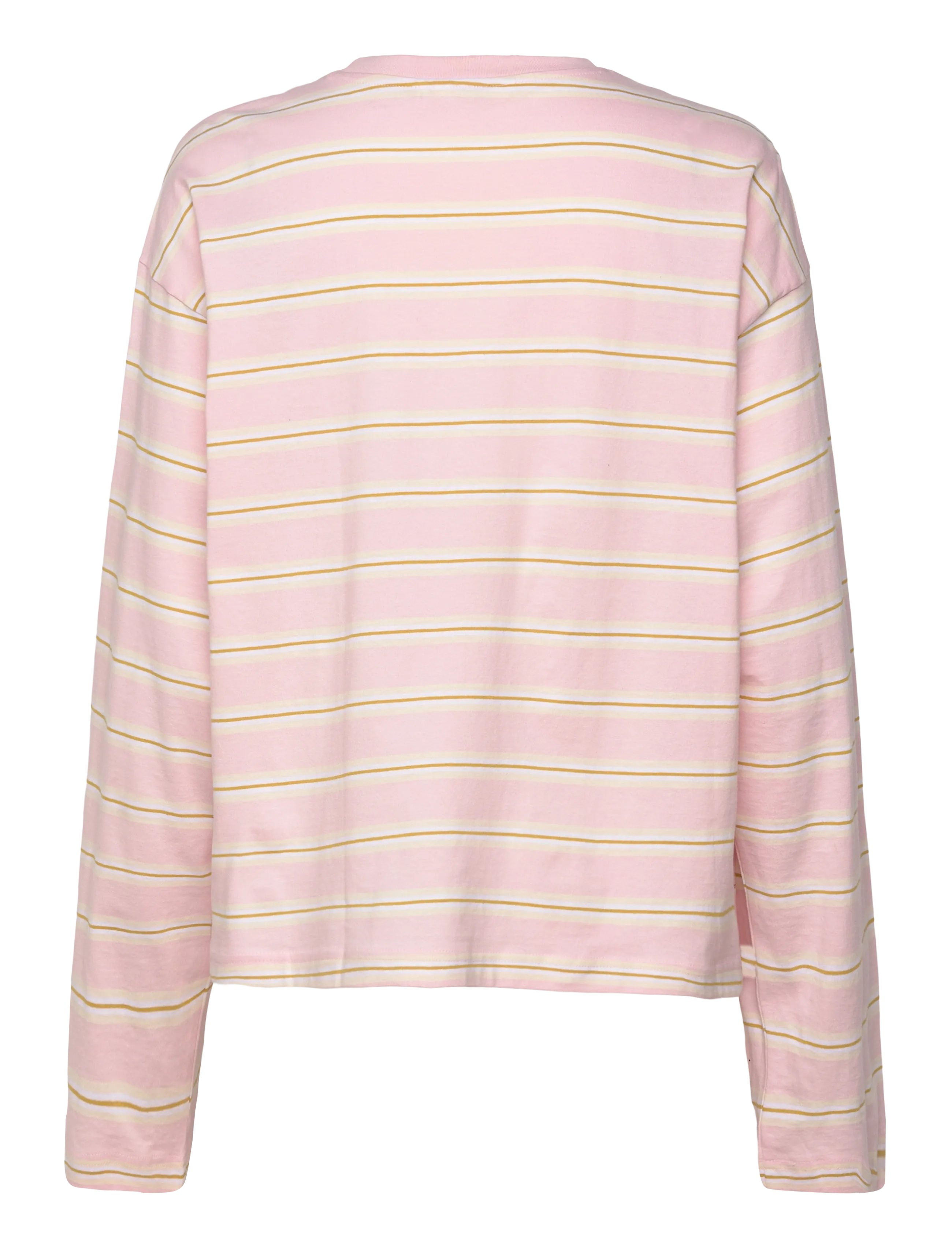 Monki - Long-Sleeved Cotton T-shirt - langärmlige tops - pink stripe - 2