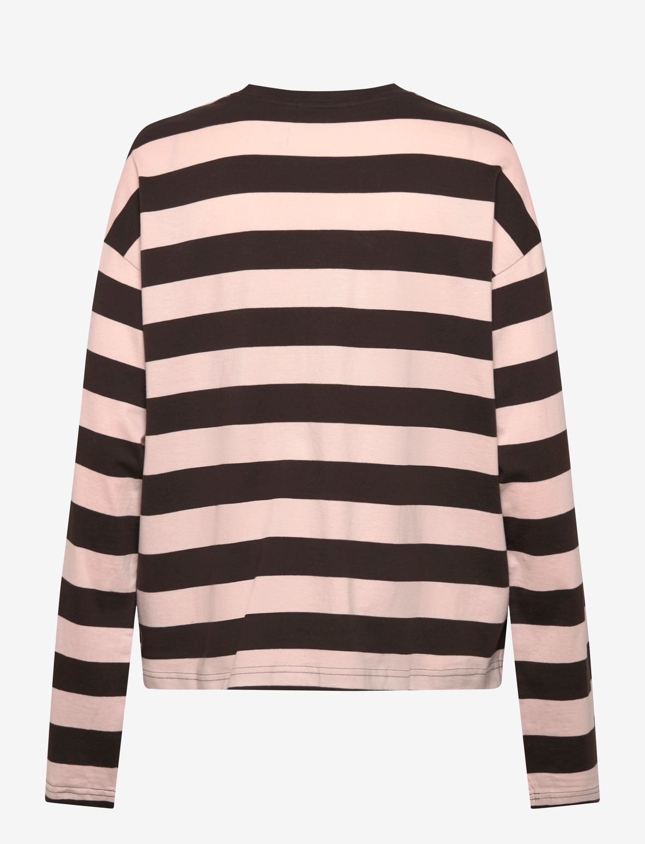 Monki - Long-Sleeved Cotton T-shirt - langærmede toppe - pink stripe - 1