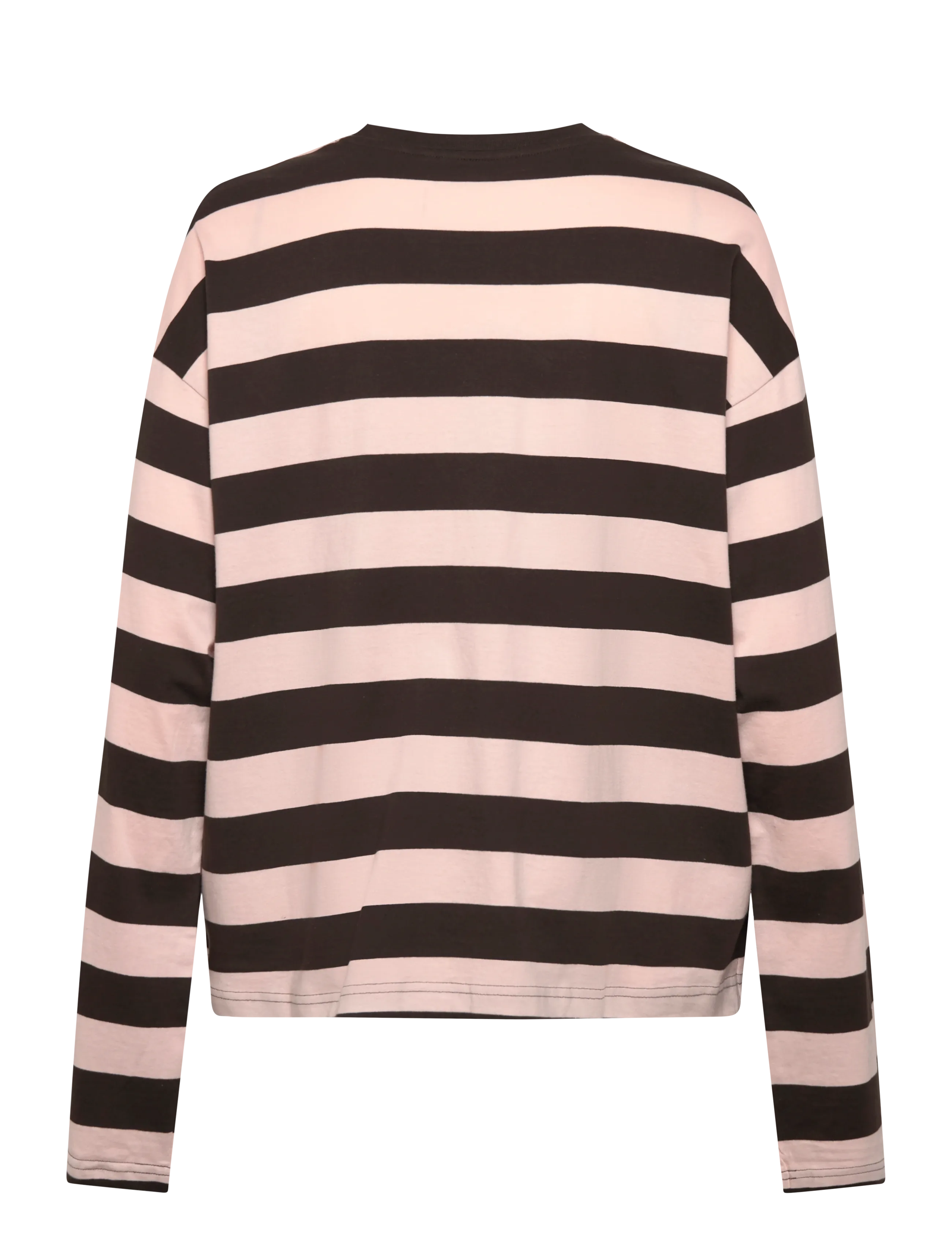 Monki - Long-Sleeved Cotton T-shirt - langärmlige tops - pink stripe - 1