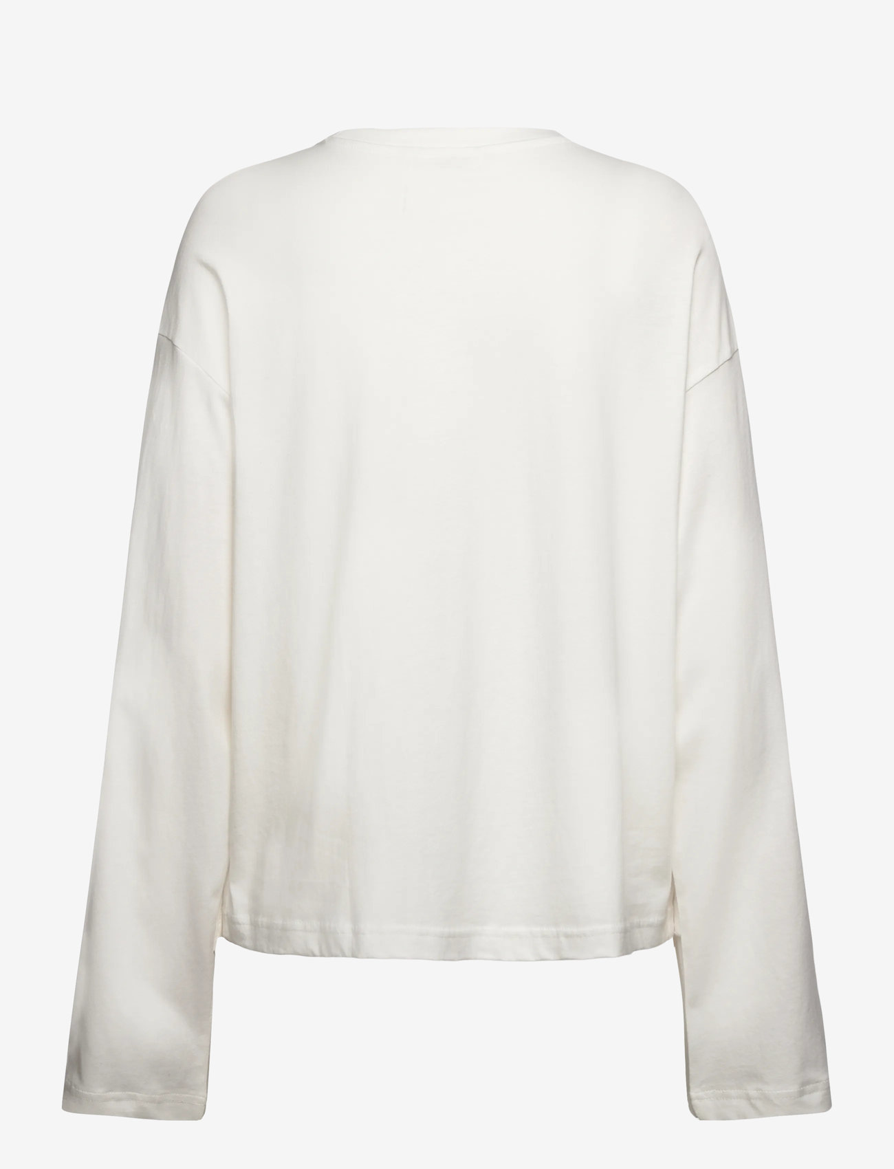 Monki - Long-Sleeved Cotton T-shirt - langærmede toppe - white light - 1