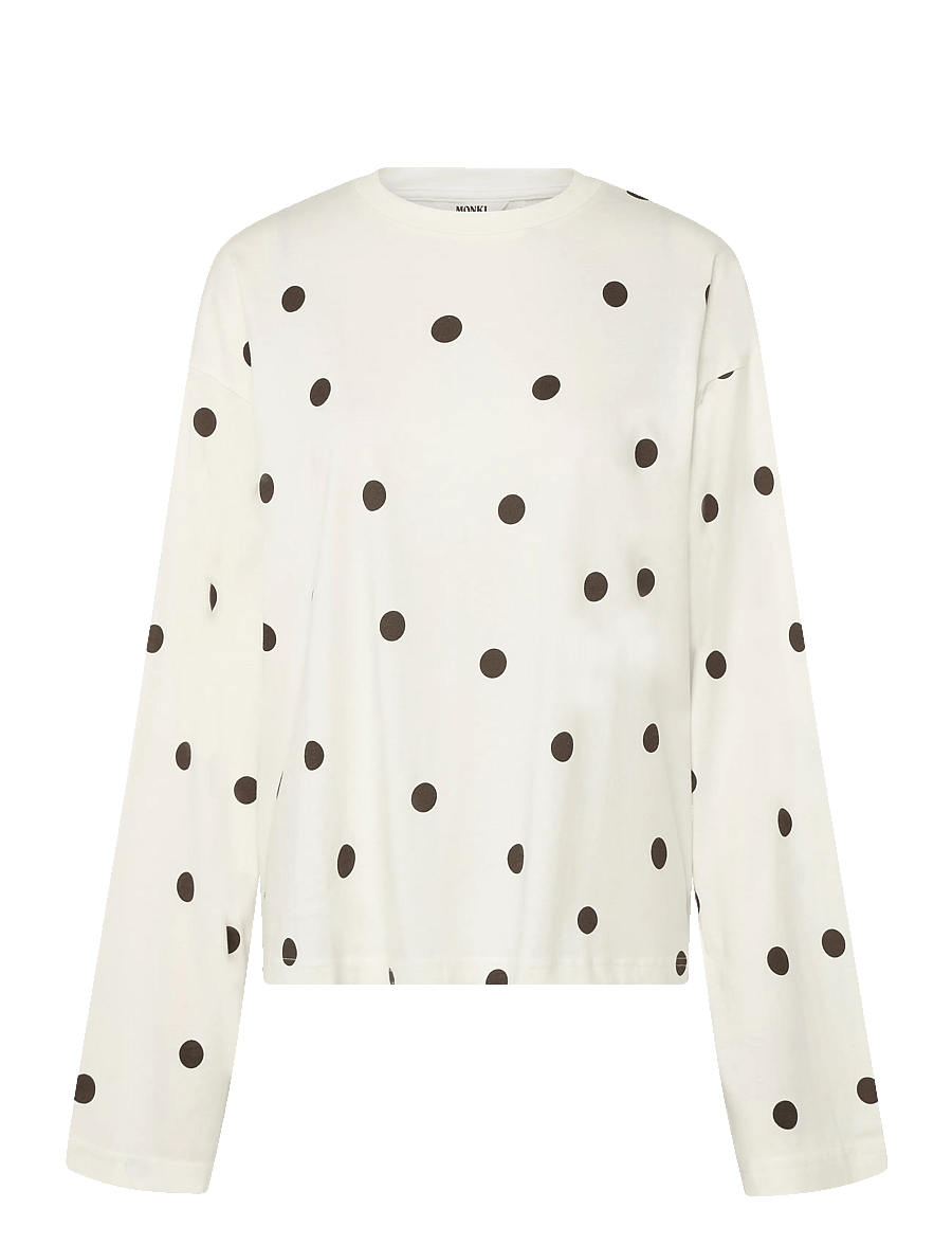 Monki - Long-Sleeved Cotton T-shirt - langærmede toppe - white light - 0