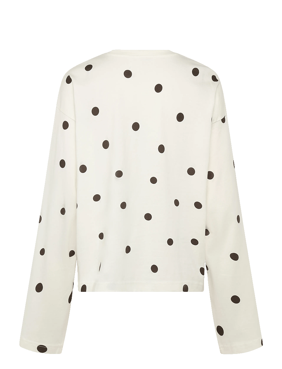 Monki - Long-Sleeved Cotton T-shirt - langærmede toppe - white light - 1
