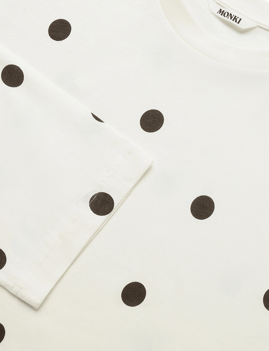 Monki - Long-Sleeved Cotton T-shirt - langærmede toppe - white light - 2