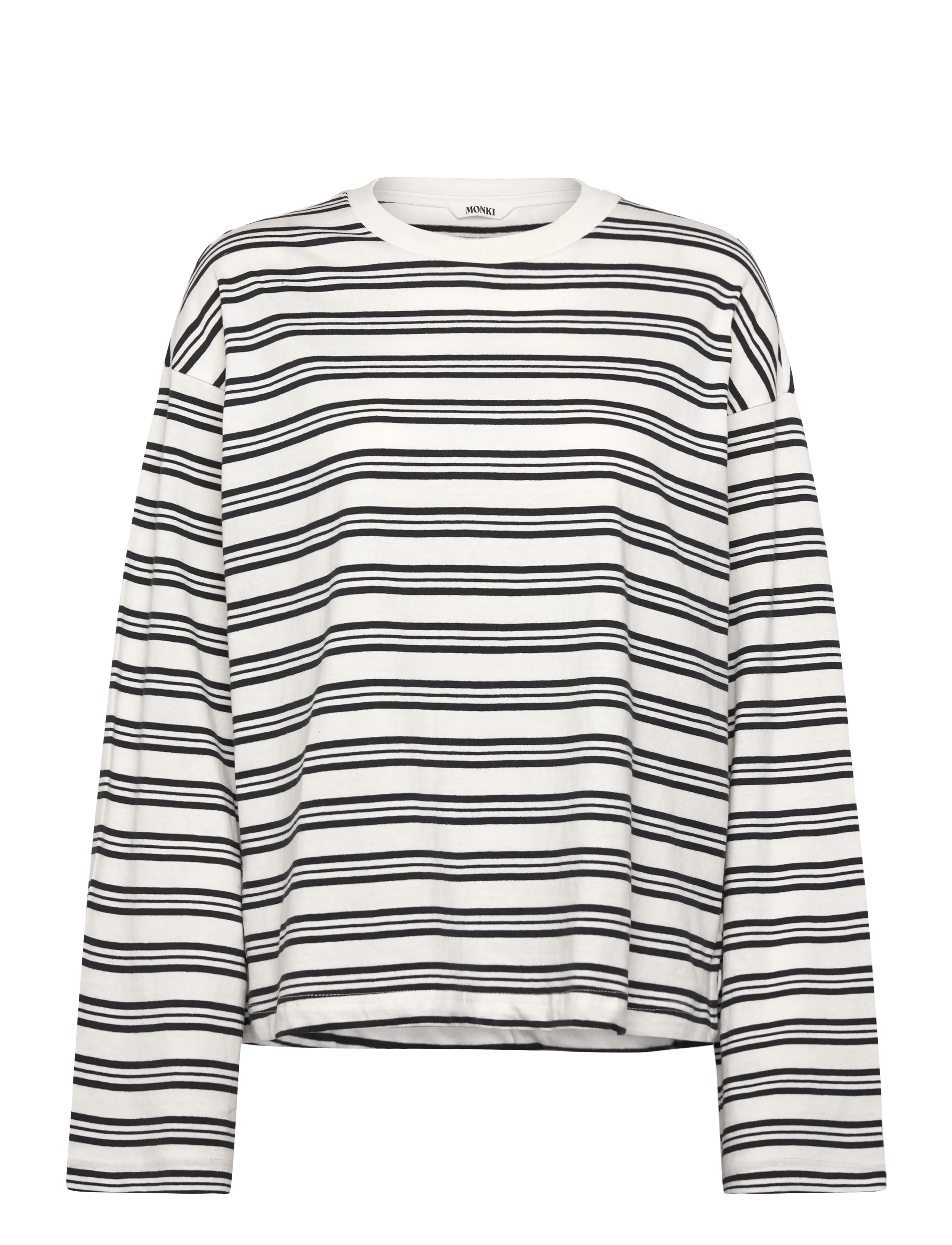 Long-Sleeved Cotton T-shirt - WHITE LIGHT STRIPE