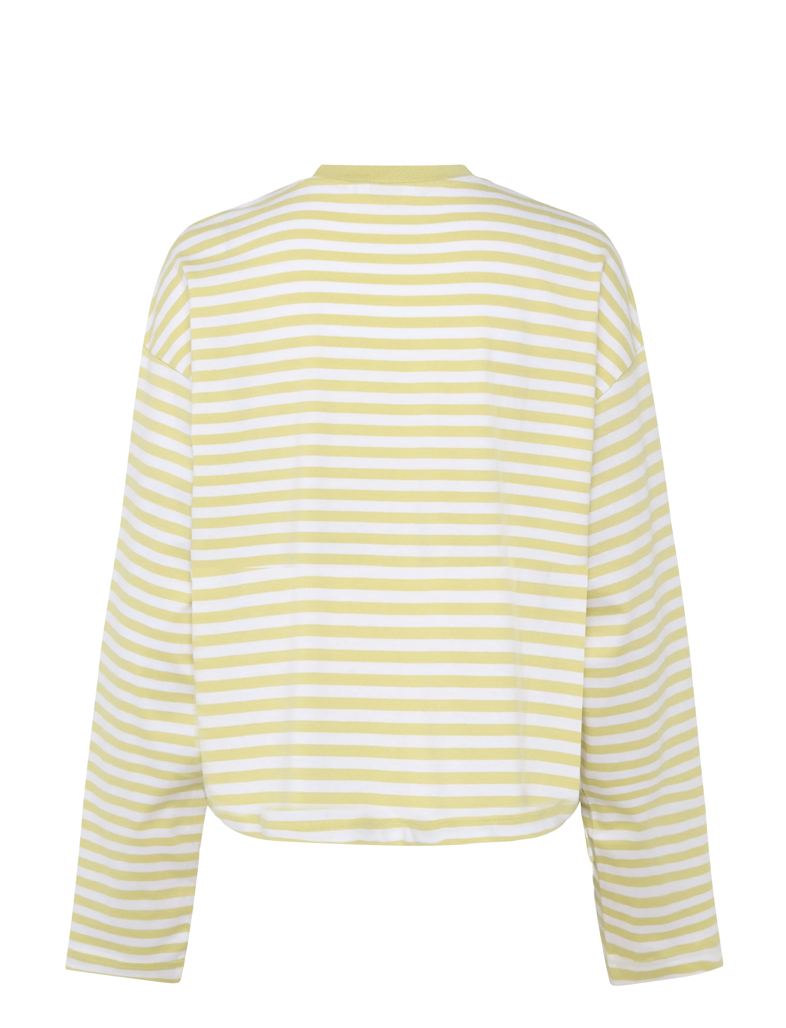 Monki - Long-Sleeved Cotton T-shirt - pikkade varrukatega alussärgid - yellow dusty light - 1