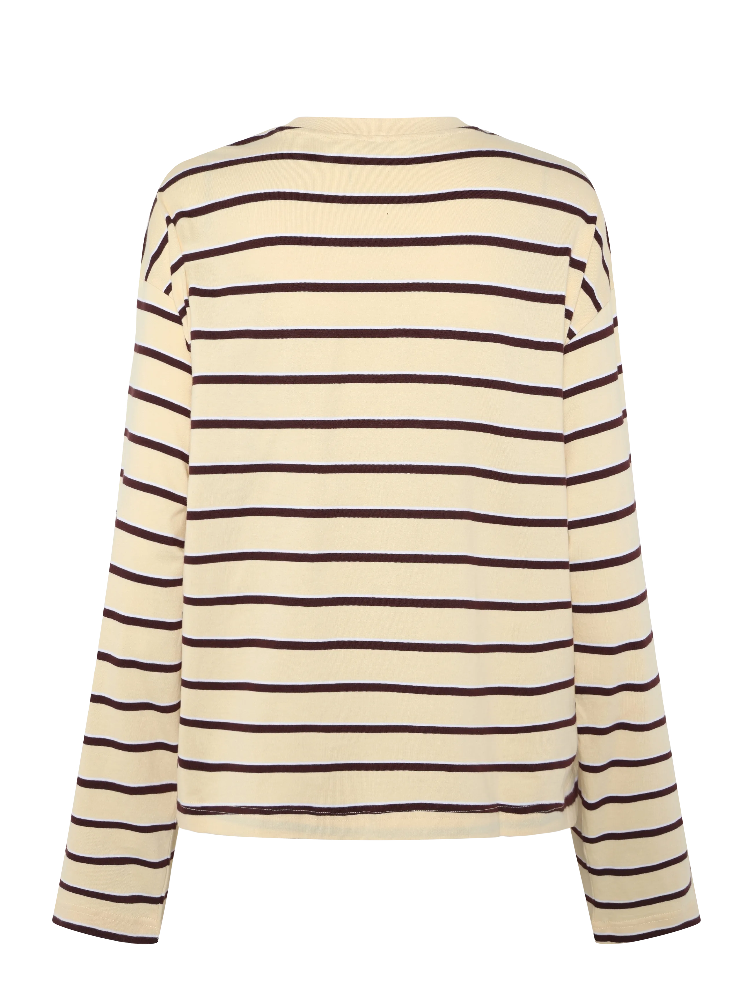 Monki - Long-Sleeved Cotton T-shirt - langærmede toppe - yellow dusty light - 1