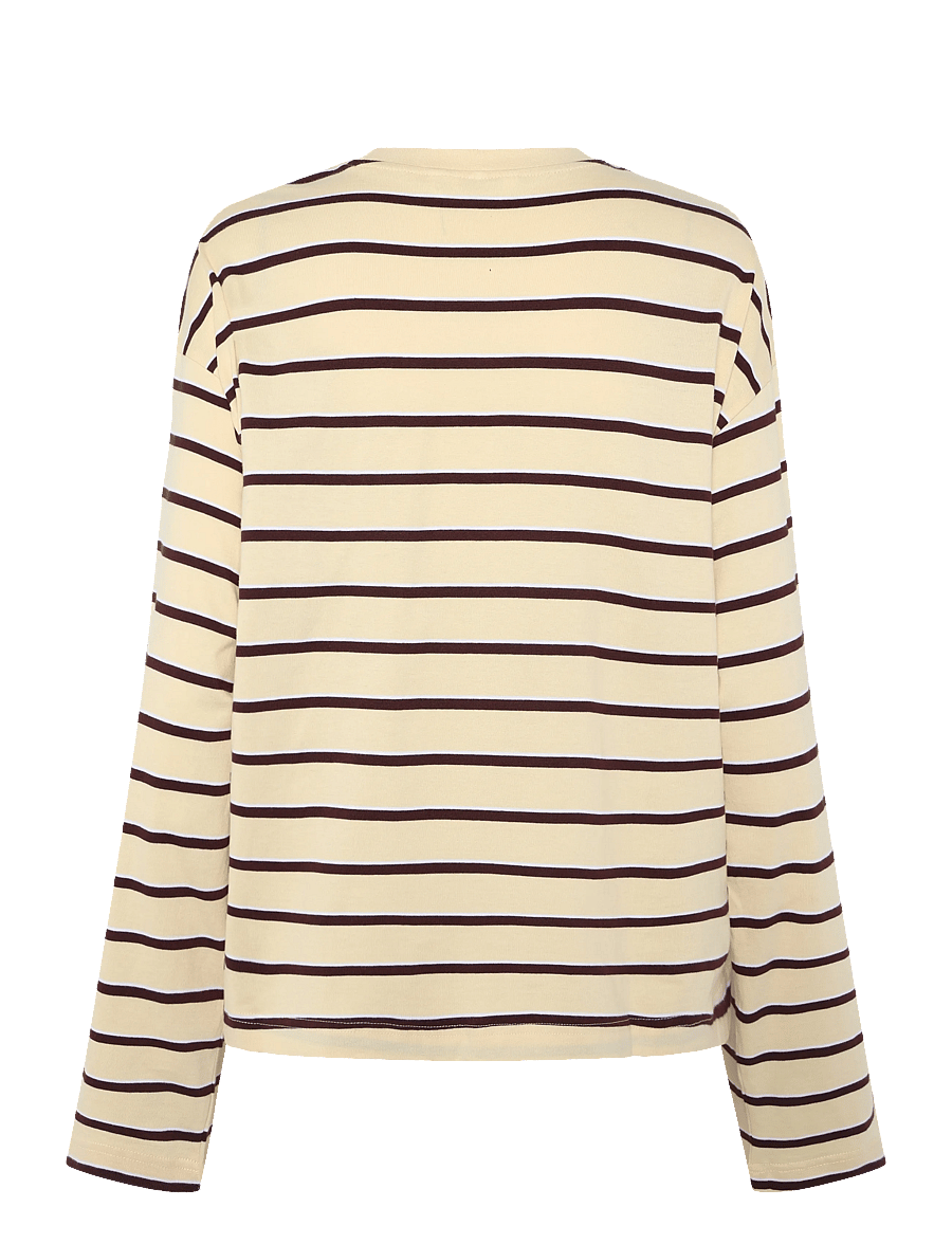 Monki - Long-Sleeved Cotton T-shirt - long-sleeved tops - yellow dusty light - 1