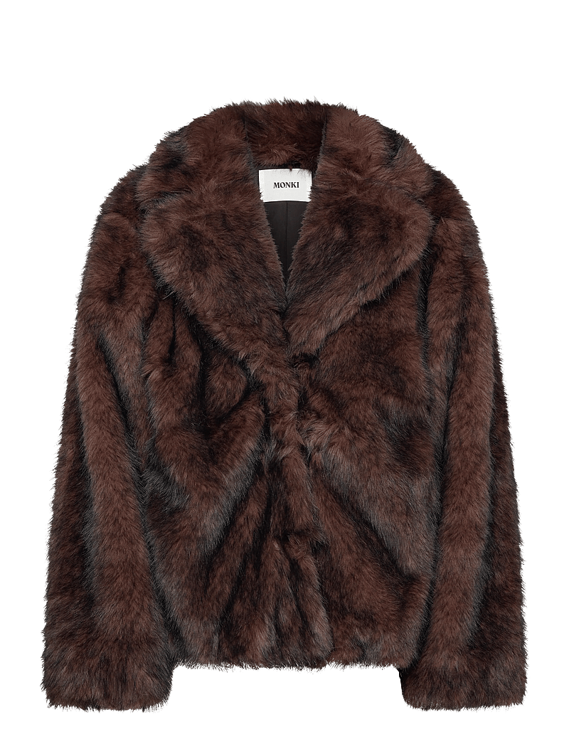 Monki - Faux Fur Jacket - faux fur jakker - brown dark - 0