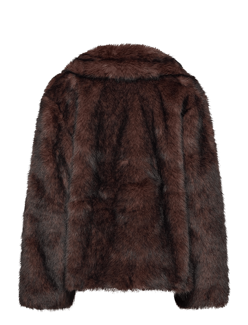 Monki - Faux Fur Jacket - faux fur jakker - brown dark - 1