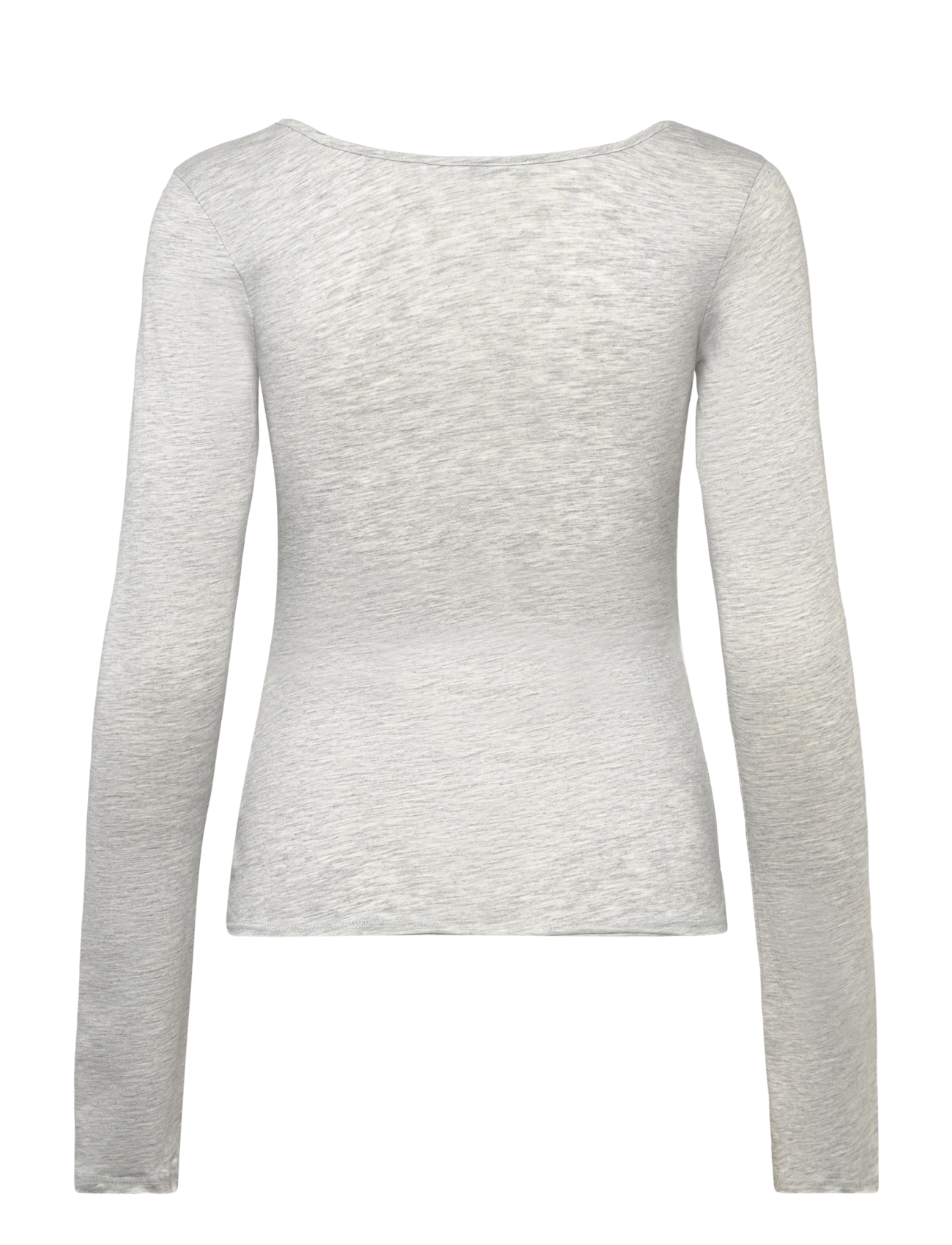 Monki - Long-Sleeved Slim Fit Scoop Neck Top - langærmede toppe - grey melange dusty light - 1