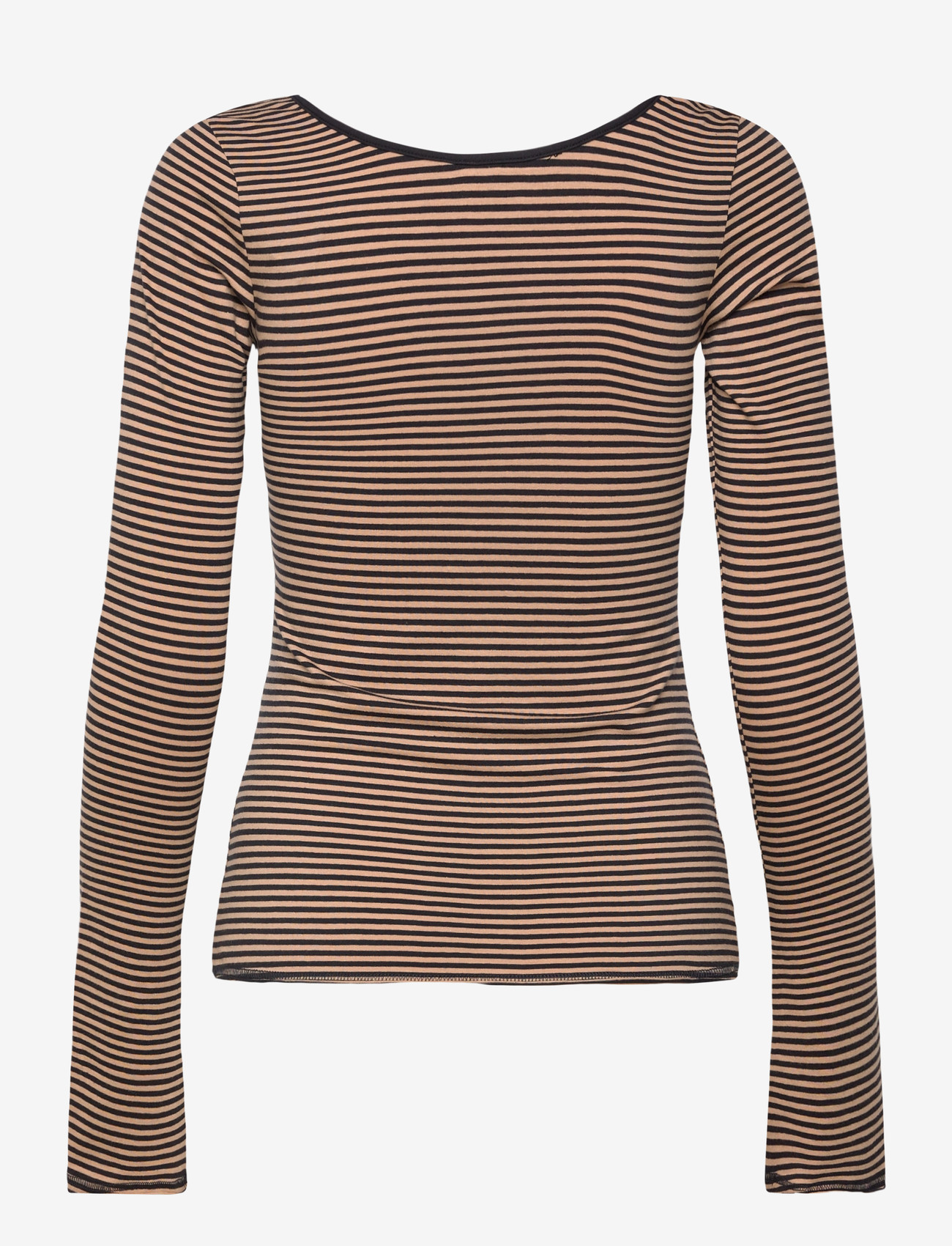 Monki - Long-Sleeved Slim Fit Scoop Neck Top - pikkade varrukatega alussärgid - black dark - 1