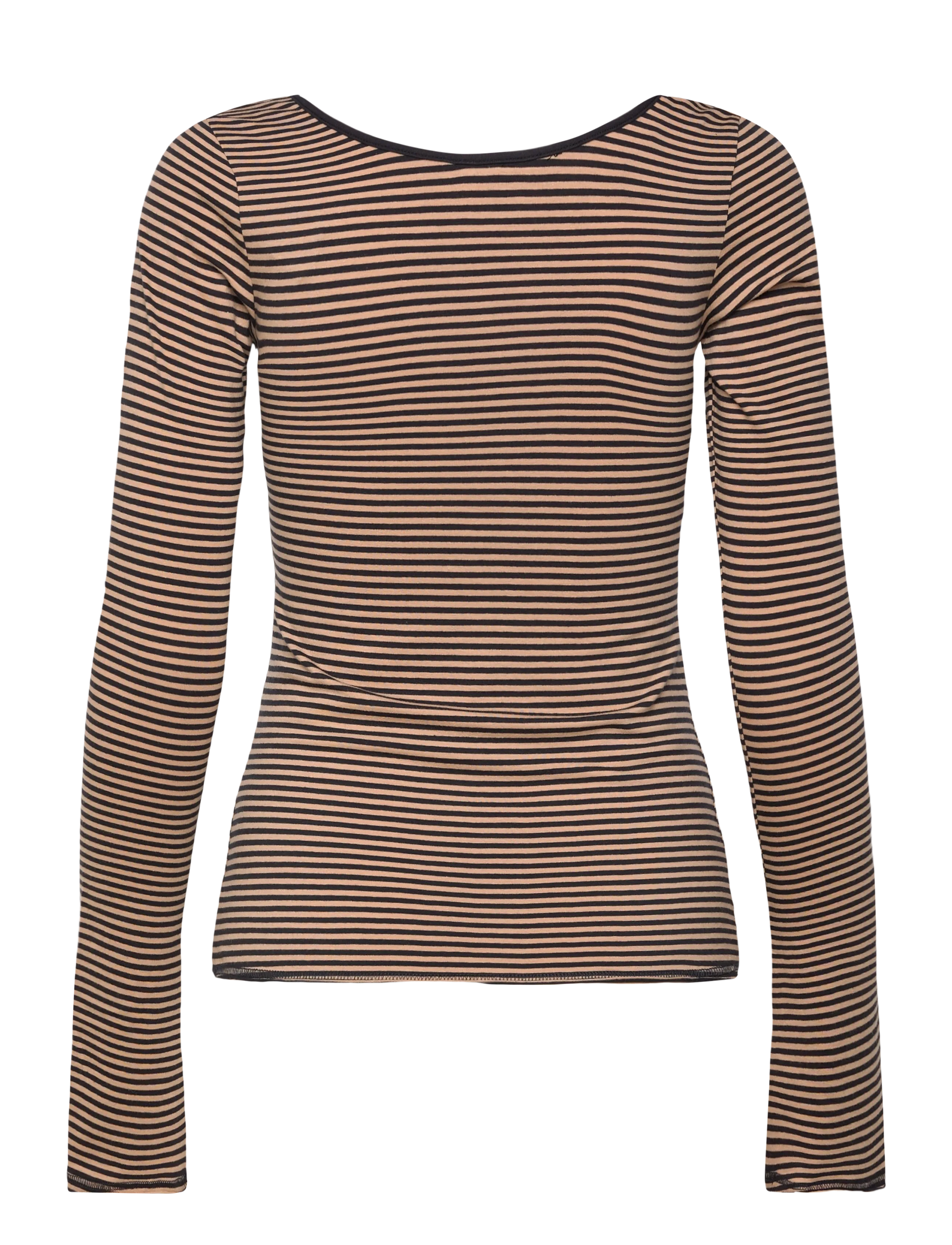Monki - Long-Sleeved Slim Fit Scoop Neck Top - langærmede toppe - black dark - 1